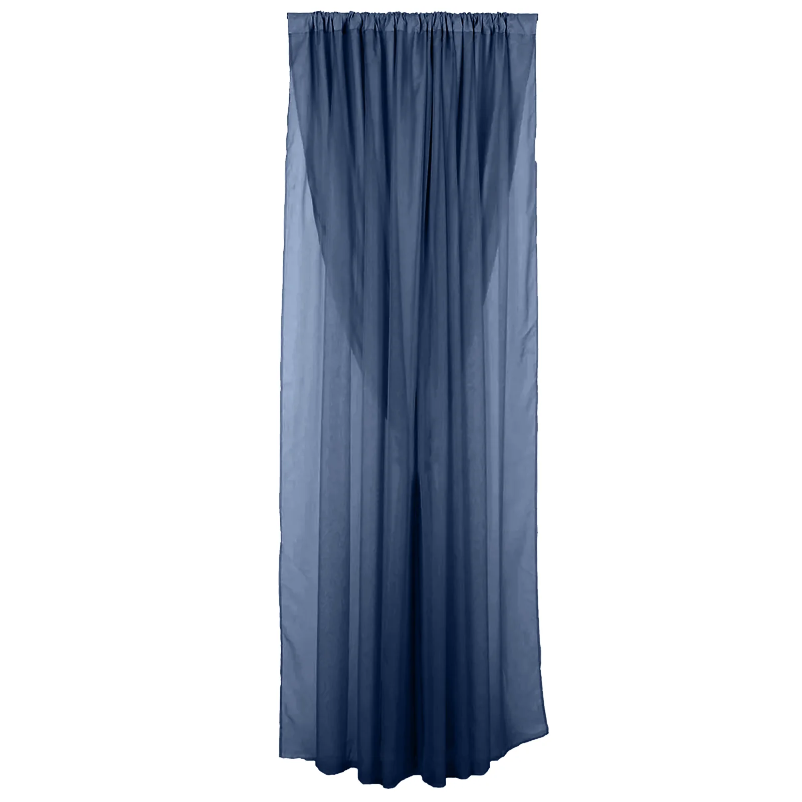 Navy Blue Chiffon Polyester Divider Backdrop Curtain, Dual Layer Event Drapery Panel with Rod Pockets - 10ftx10ft - Image 2