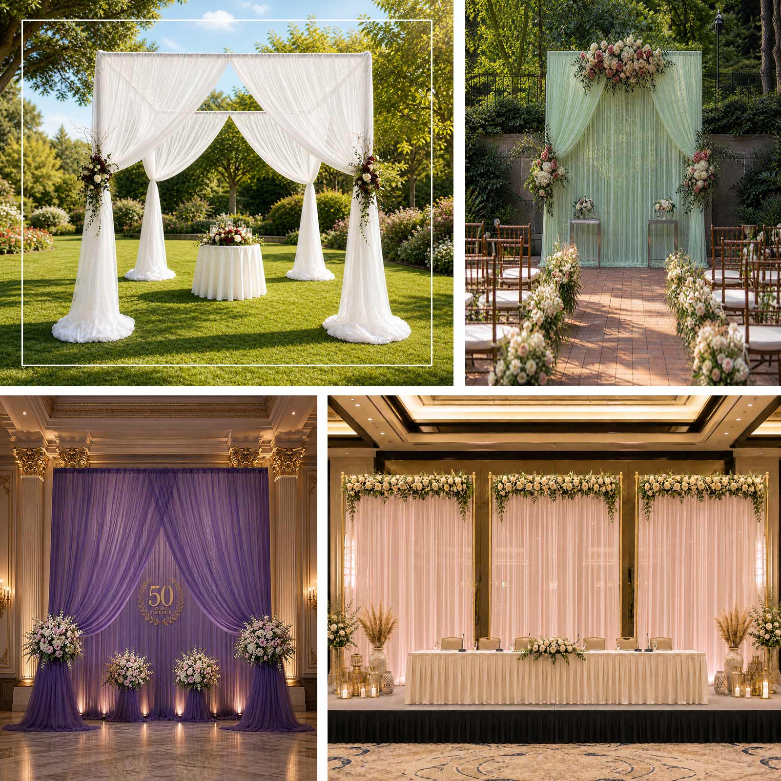 Chiffon Backdrop Curtain Panel 10ft x 14ft – Purple Durable Flame Resistant Sheer Draping Fabric with Rod Pocket - Image 5