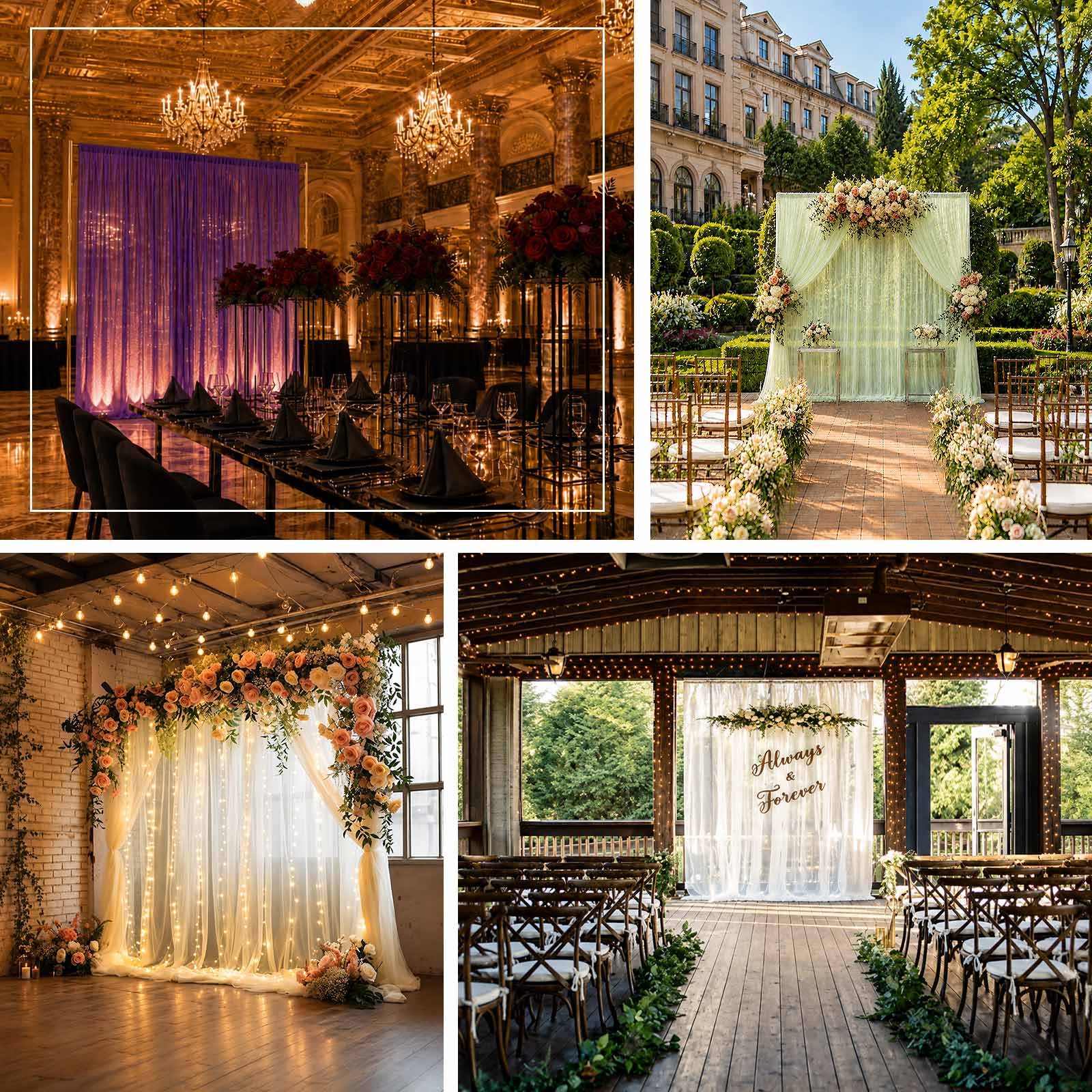 Chiffon Backdrop Curtain Panel 10ft x 10ft – Natural Durable Flame Resistant Sheer Draping Fabric with Rod Pocket - Image 5