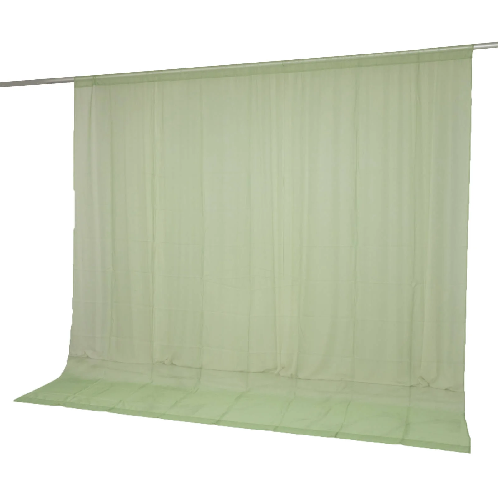 Chiffon Backdrop Curtain Panel 10ft x 10ft – Sage Green Durable Flame Resistant Sheer Draping Fabric with Rod Pocket - Image 8