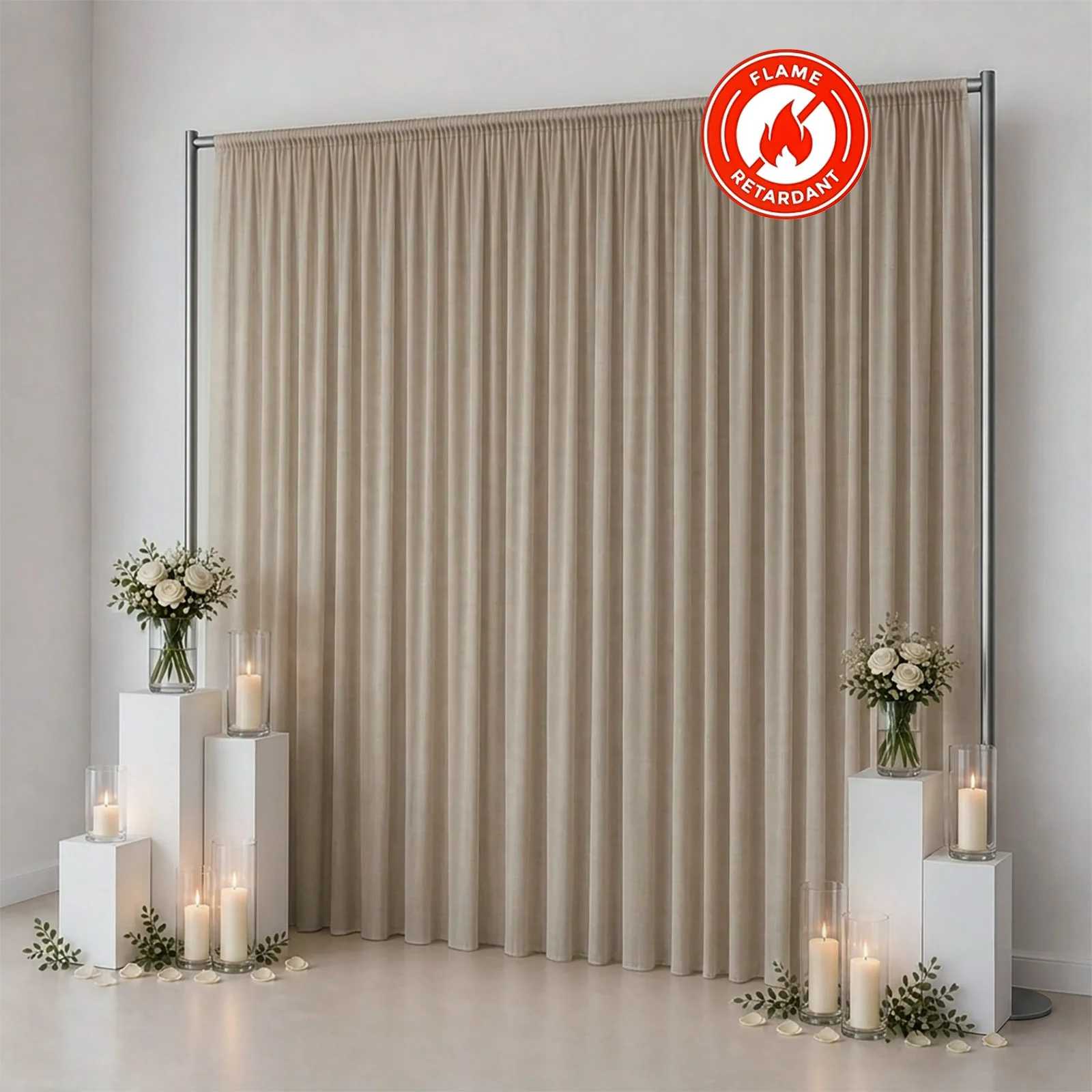 Chiffon Backdrop Curtain Panel 10ft x 12ft – Natural Durable Flame Resistant Sheer Draping Fabric with Rod Pocket - Image 3