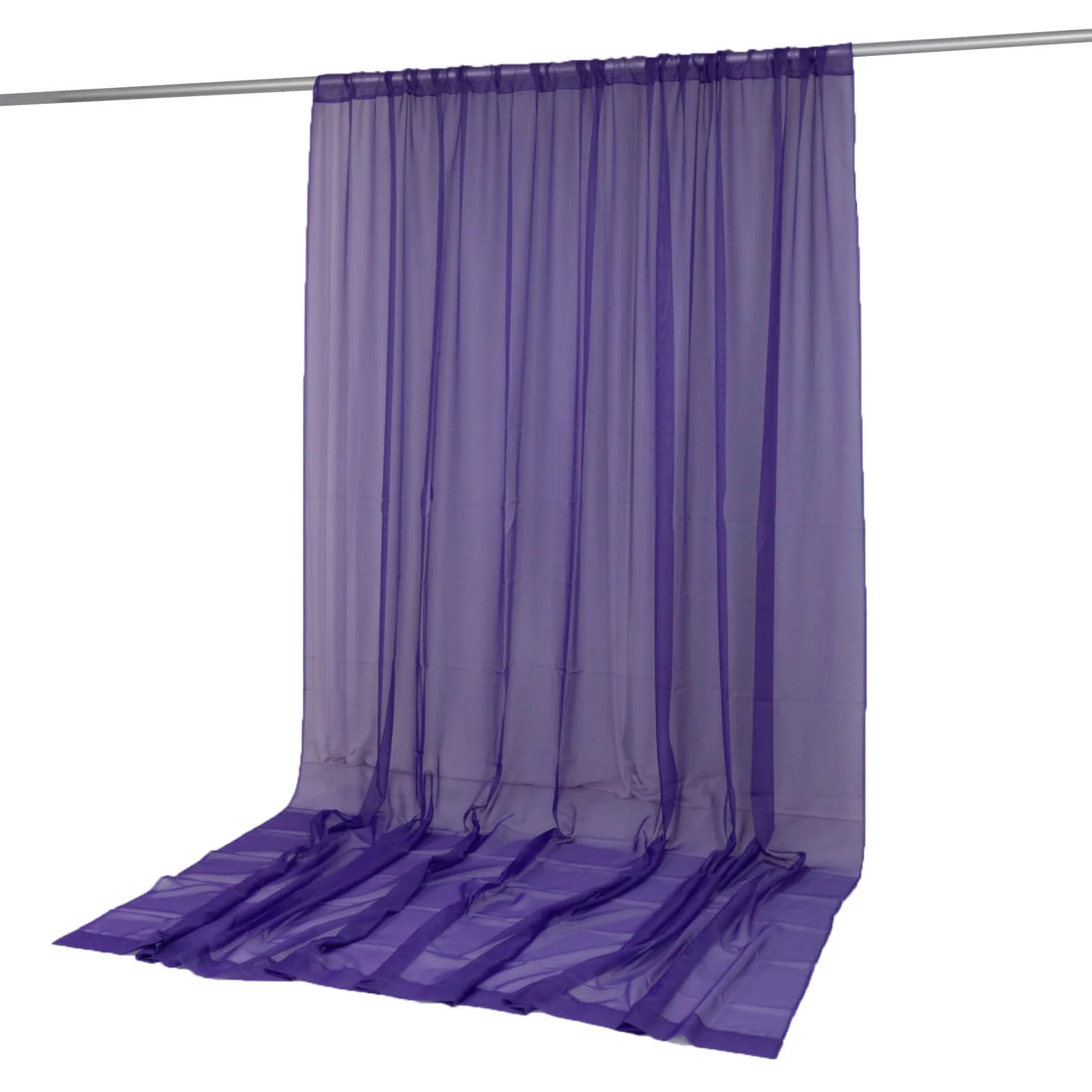 Chiffon Backdrop Curtain Panel 10ft x 12ft – Purple Durable Flame Resistant Sheer Draping Fabric with Rod Pocket - Image 2