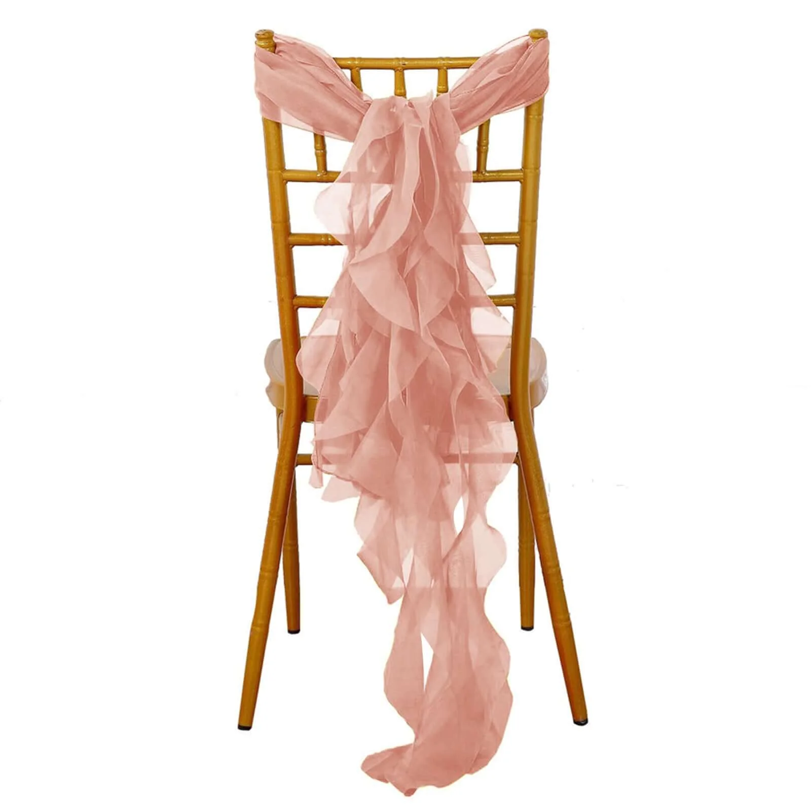 Chiffon Curly Chair Sash 32" Long – Blush 6-Strand Ribbon Tie - Image 3