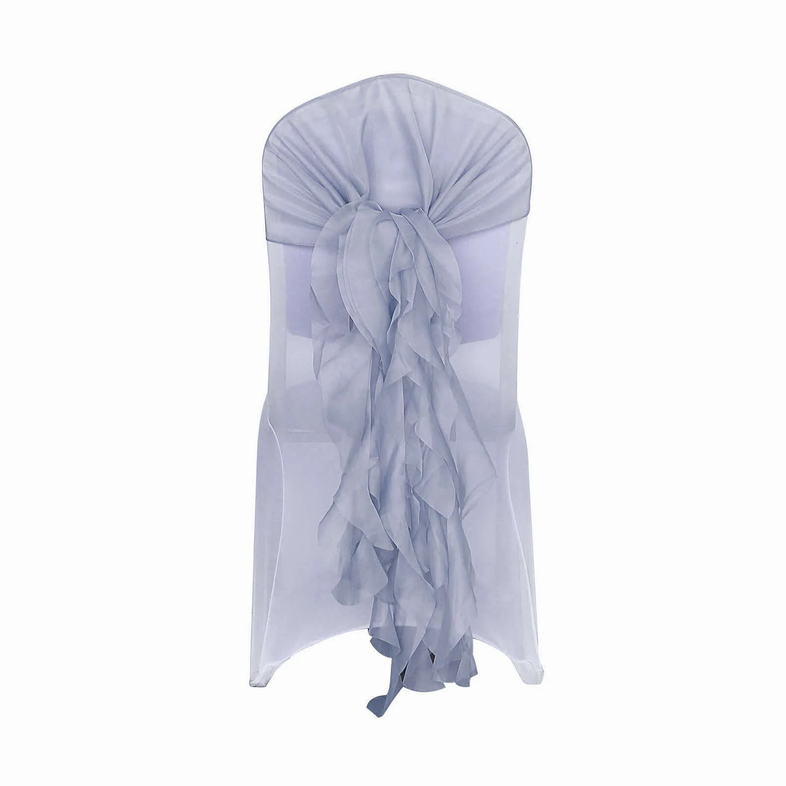 Chiffon Curly Chair Sash 32" Long – Dusty Blue 6-Strand Ribbon Tie - Image 6