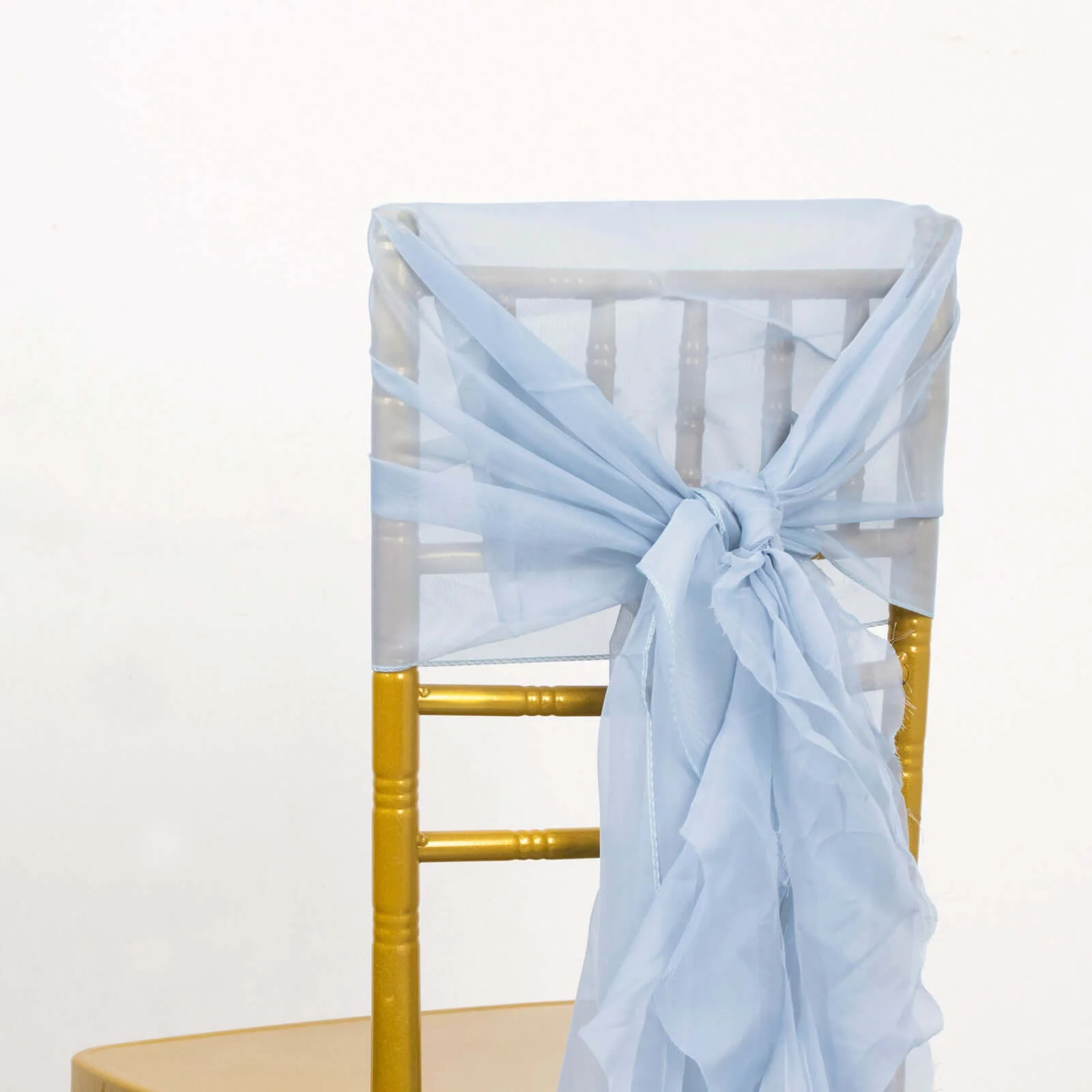 Chiffon Curly Chair Sash 32" Long – Dusty Blue 6-Strand Ribbon Tie - Image 8