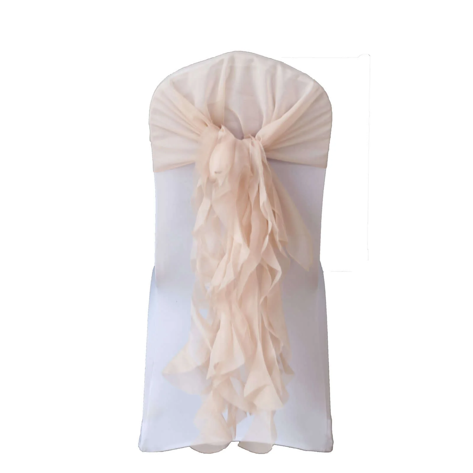 Chiffon Curly Chair Sash 32" Long – Nude 6-Strand Ribbon Tie - Image 6