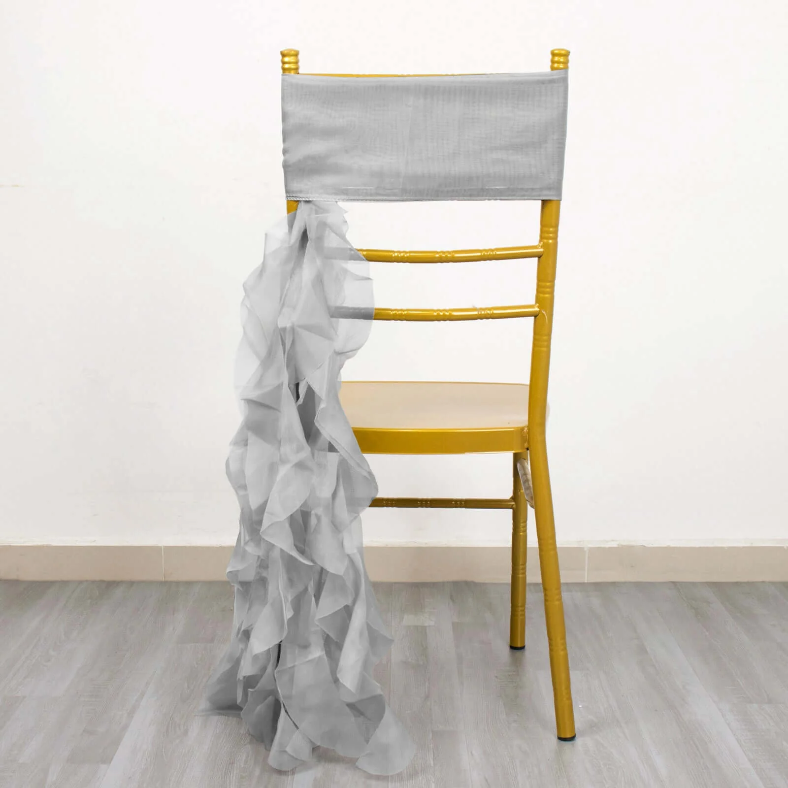 Chiffon Curly Chair Sash 32" Long – Silver 6-Strand Ribbon Tie - Image 6