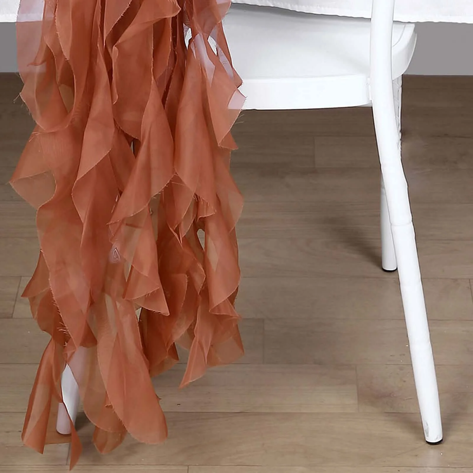 Chiffon Curly Chair Sash 32" Long – Terracotta (Rust) 6-Strand Ribbon Tie - Image 8