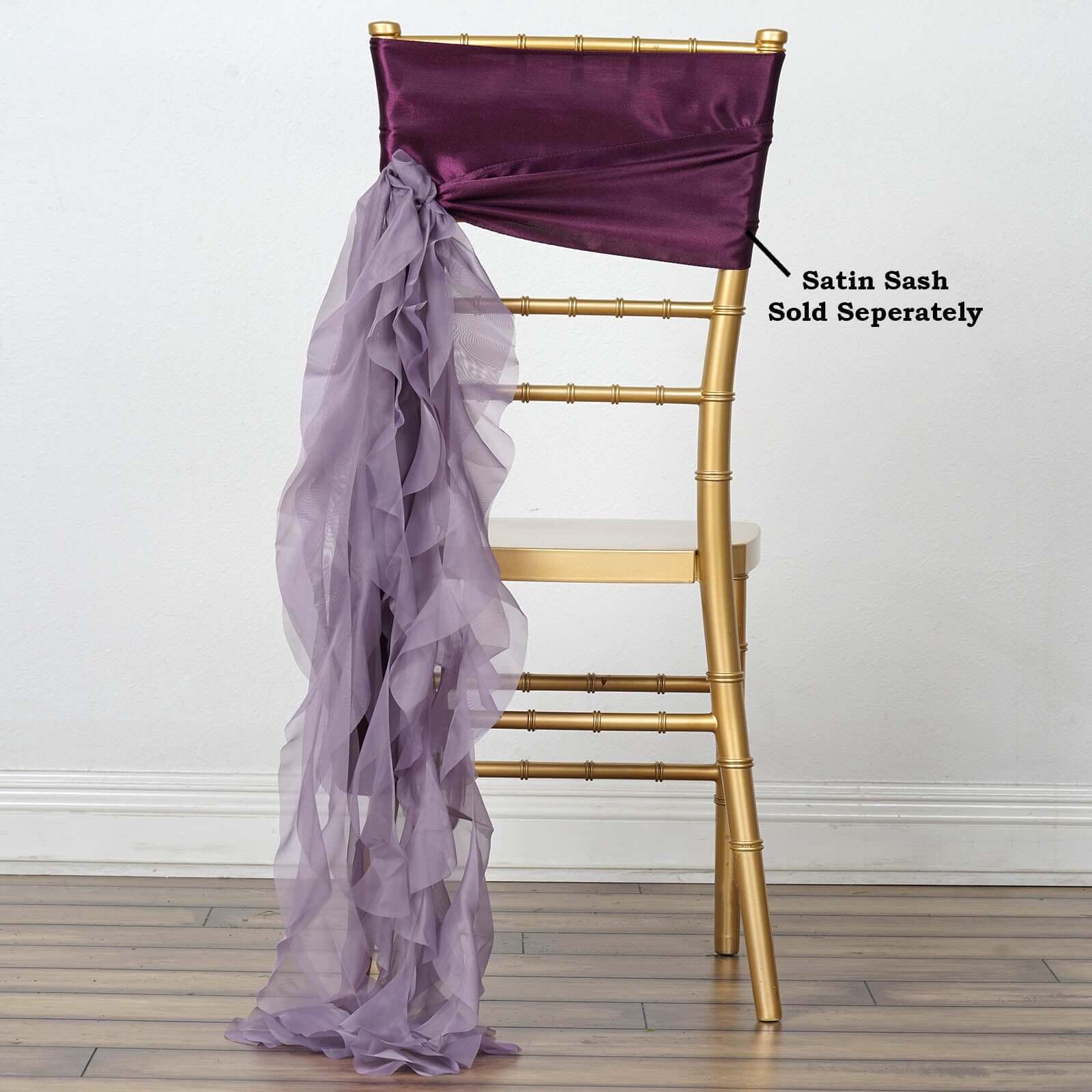 Chiffon Curly Chair Sash 32" Long – Violet Amethyst 6-Strand Ribbon Tie - Image 3
