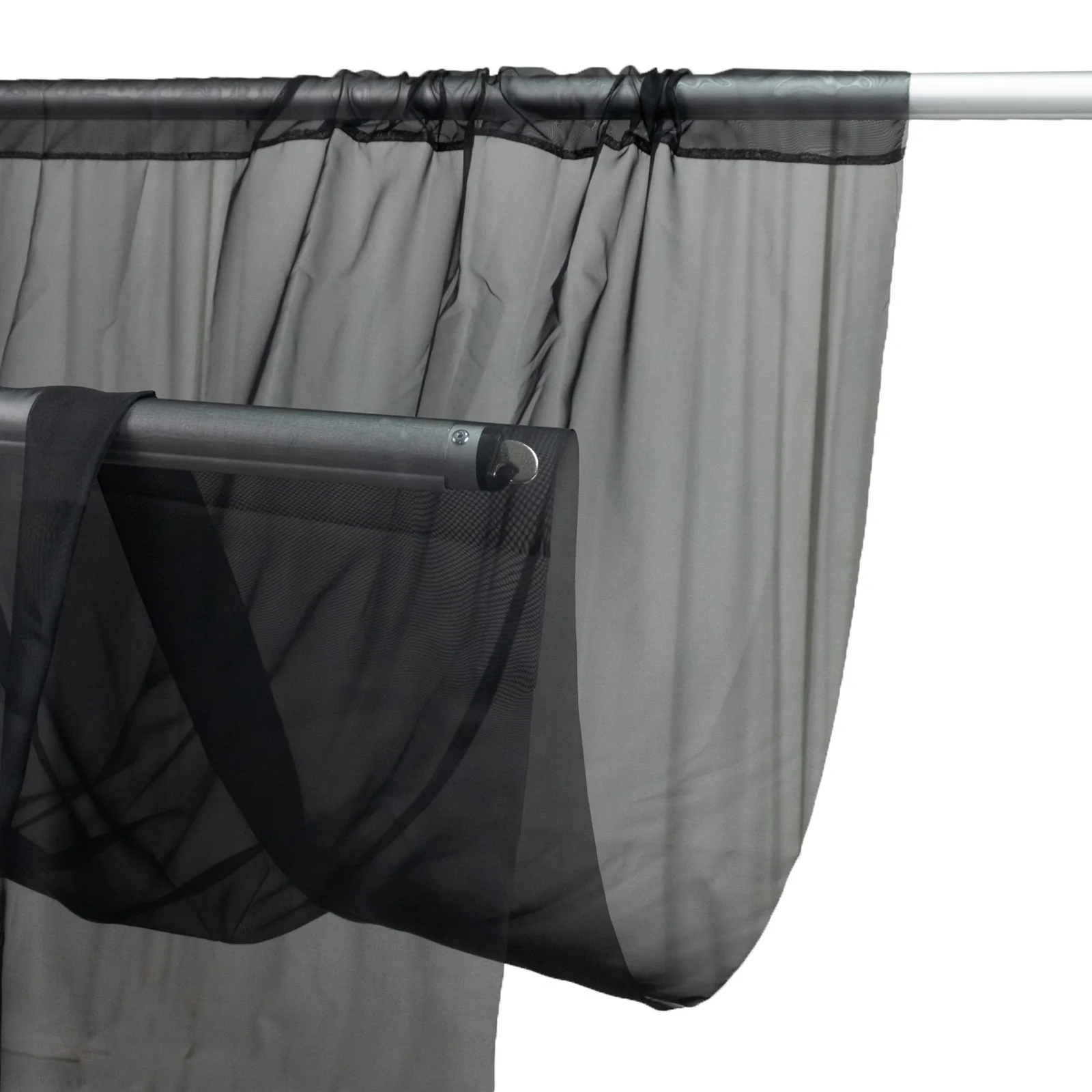 Black Chiffon Drape Curtain, Durable Flame Resistant Backdrop and Ceiling Panel With Rod Pocket - 5ftx20ft - Image 2