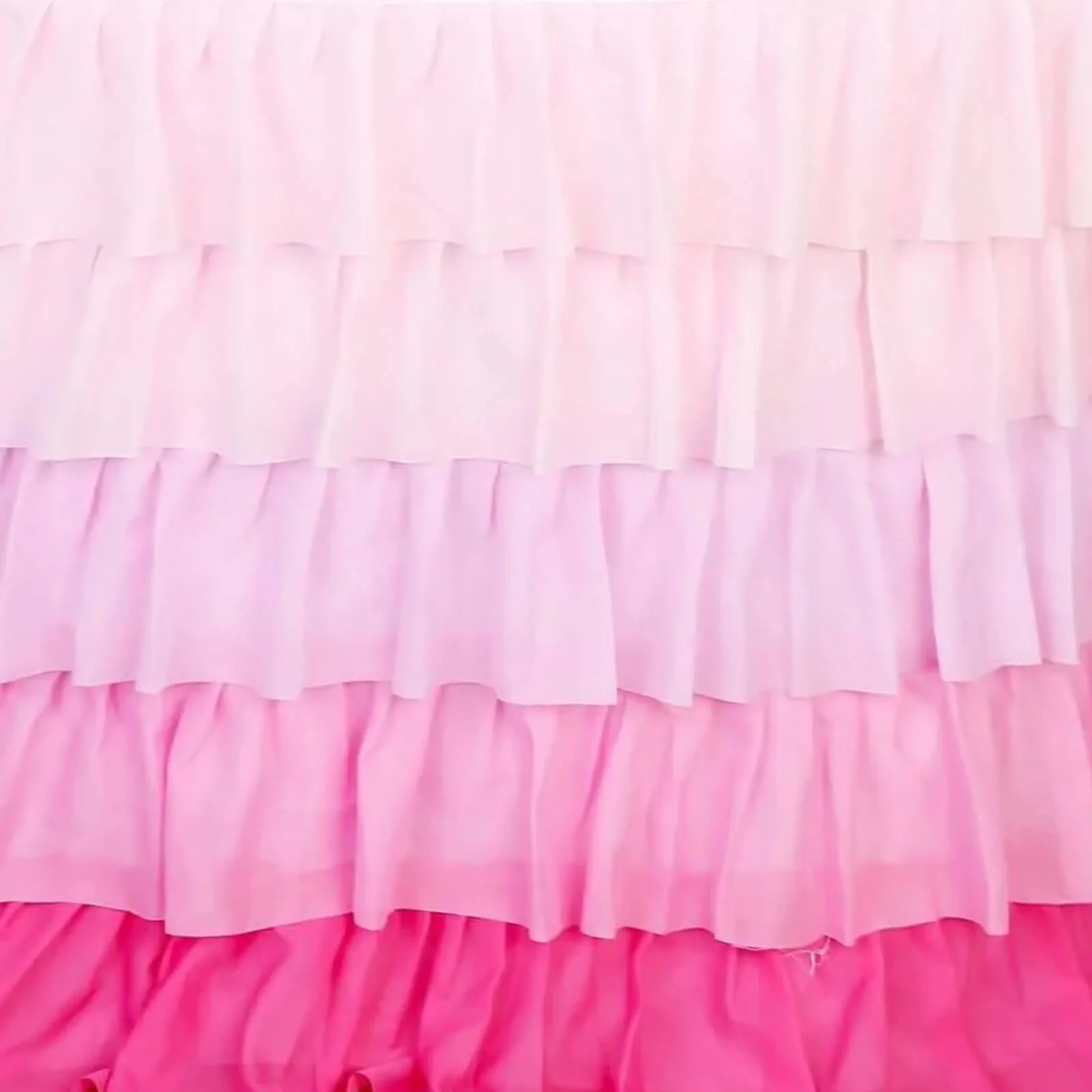 Chiffon Table Skirt 14ft Gradient Pink Ruffled Tutu - 5-Tier Ombre Table Cover with Satin Backing - Image 11