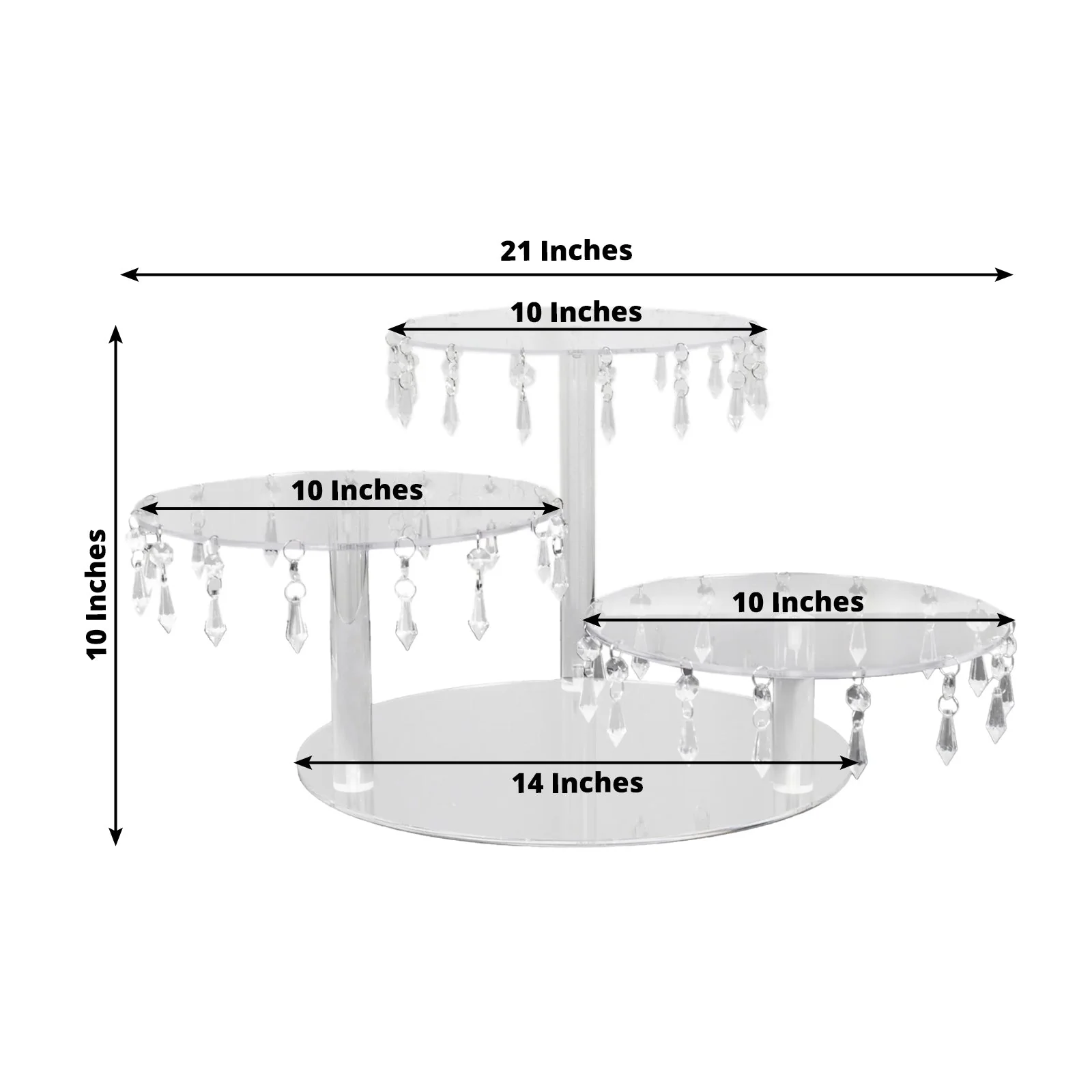 3-Tier Acrylic Cake Stand with Hanging Crystal Pendants – Clear Elegant Cupcake Tower for Dessert Display - Image 2