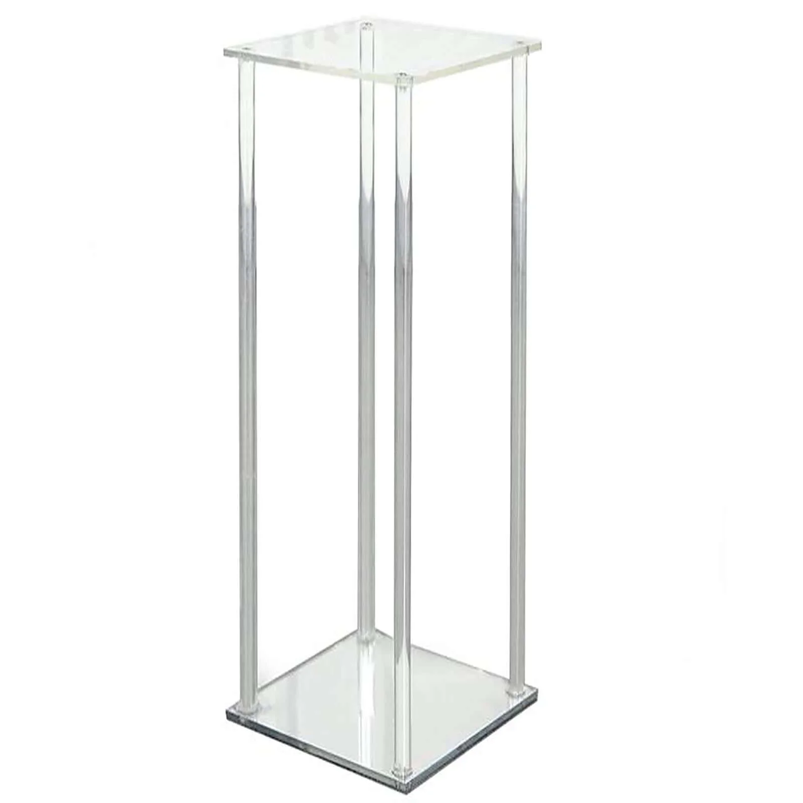 Acrylic Floor Vase Flower Stand 32" Clear with Square Mirror Base - Wedding Column Centerpiece for Events - Image 8