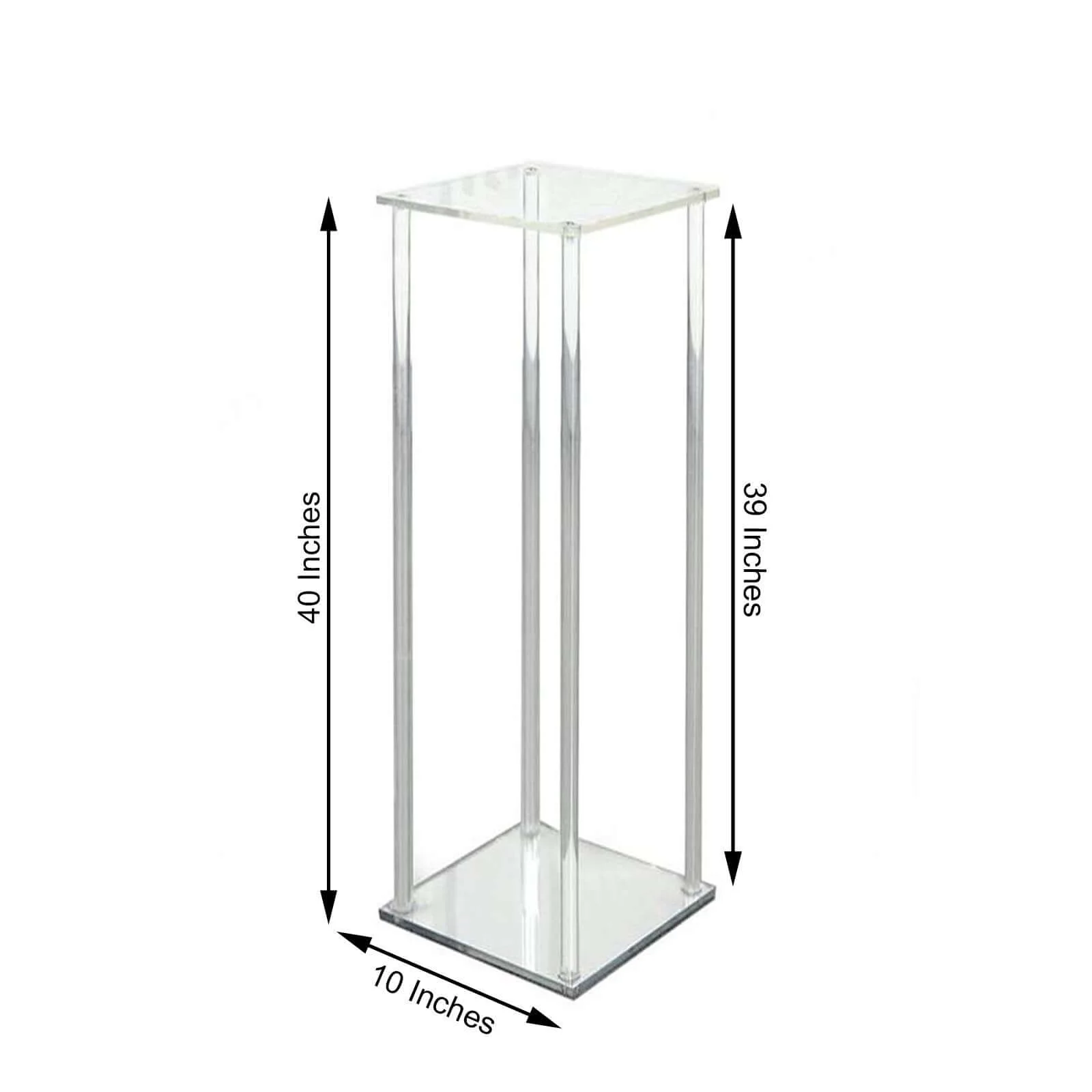 Acrylic Floor Vase Flower Stand 40" Clear with Square Mirror Base - Stylish Wedding Column Centerpiece - Image 3