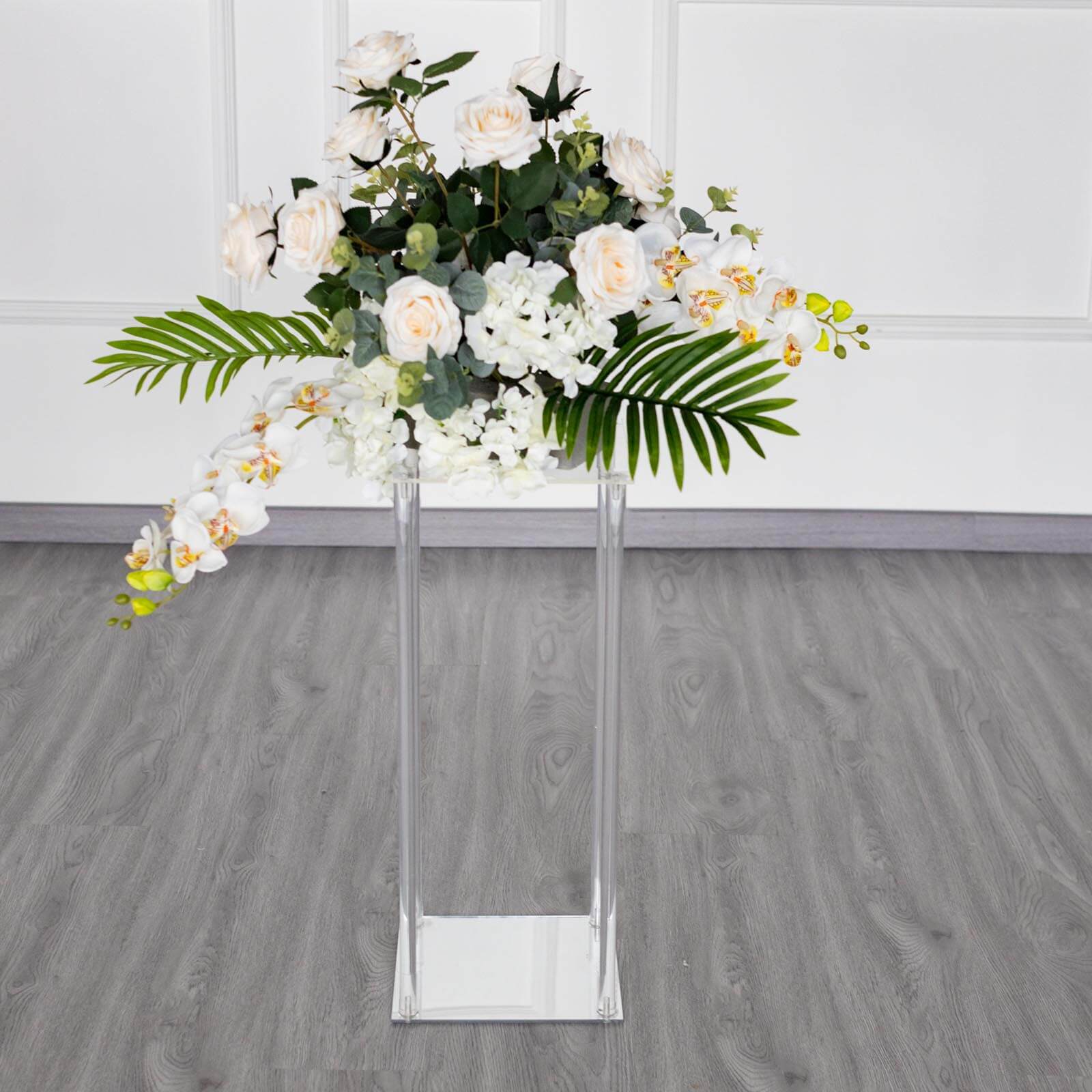 Acrylic Flower Vase Pillar Stand 24" Clear with Square Mirror Base - Decorative Wedding Table Centerpiece - Image 6