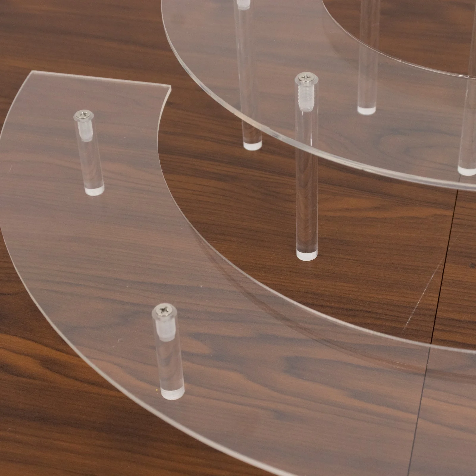 Set of 3 Acrylic Dessert Display Pedestal Stands – 3-Tier Clear Half-Moon Riser Stand for Cupcakes, Perfumes & Figurines - 7",13",18" - Image 8
