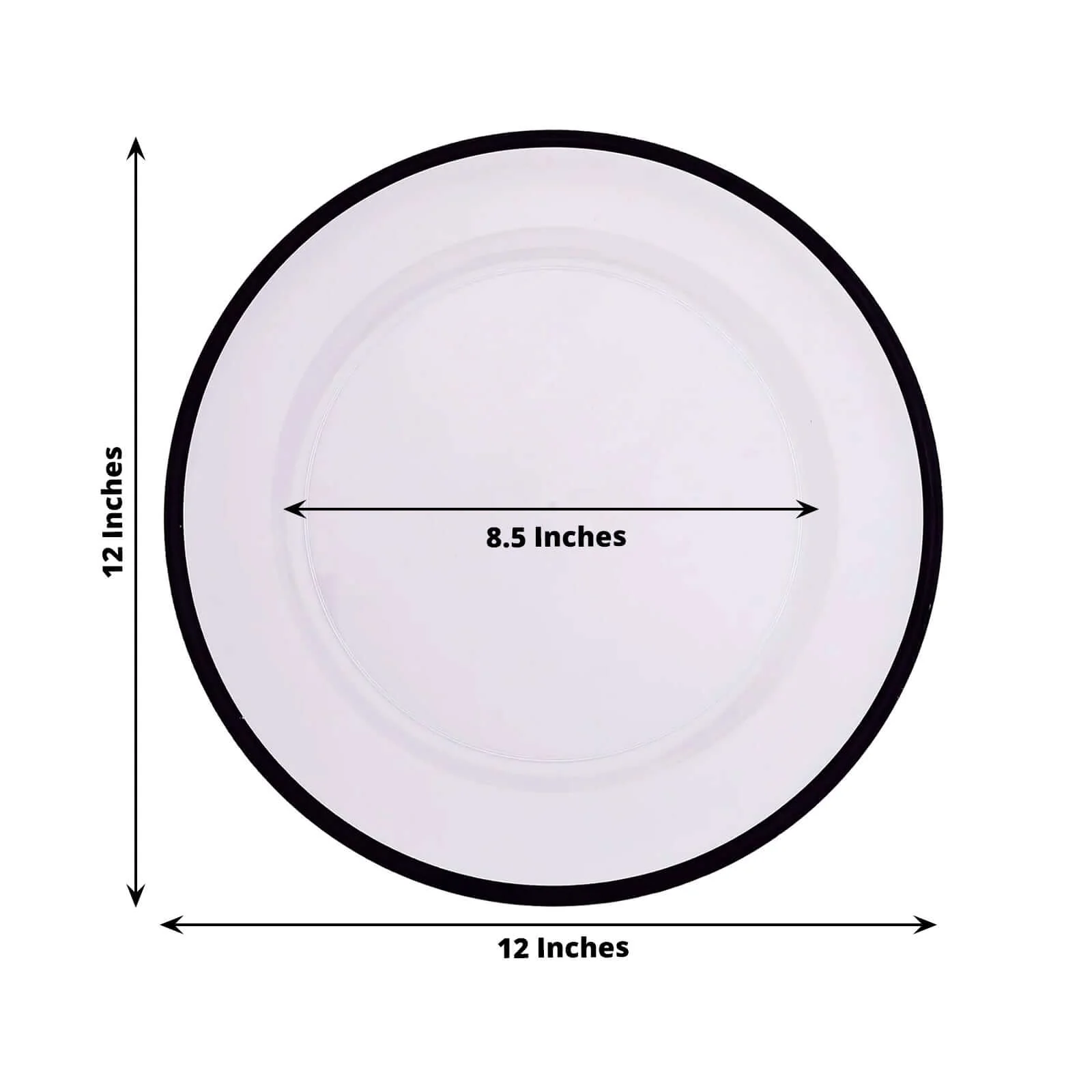 10-Pack Economy Plastic Charger Plates 12" Round Clear with Wide Black Rim - Dinner Party Serving Plates - Image 2
