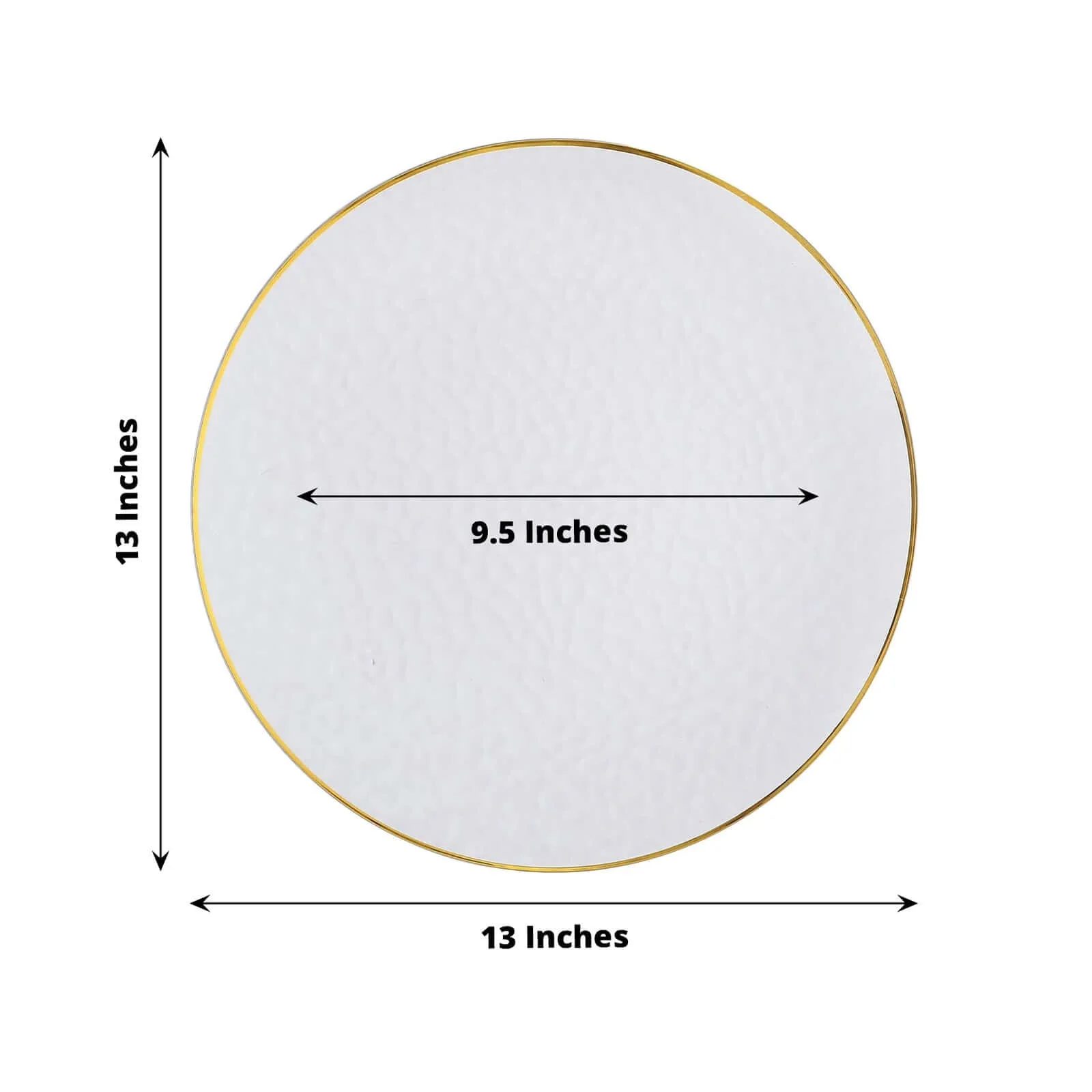 6-Pack Economy Plastic Charger Plates 13" Round Clear Hammered Design with Gold Rim - Decorative Dinner Party Serving Plates - Image 3