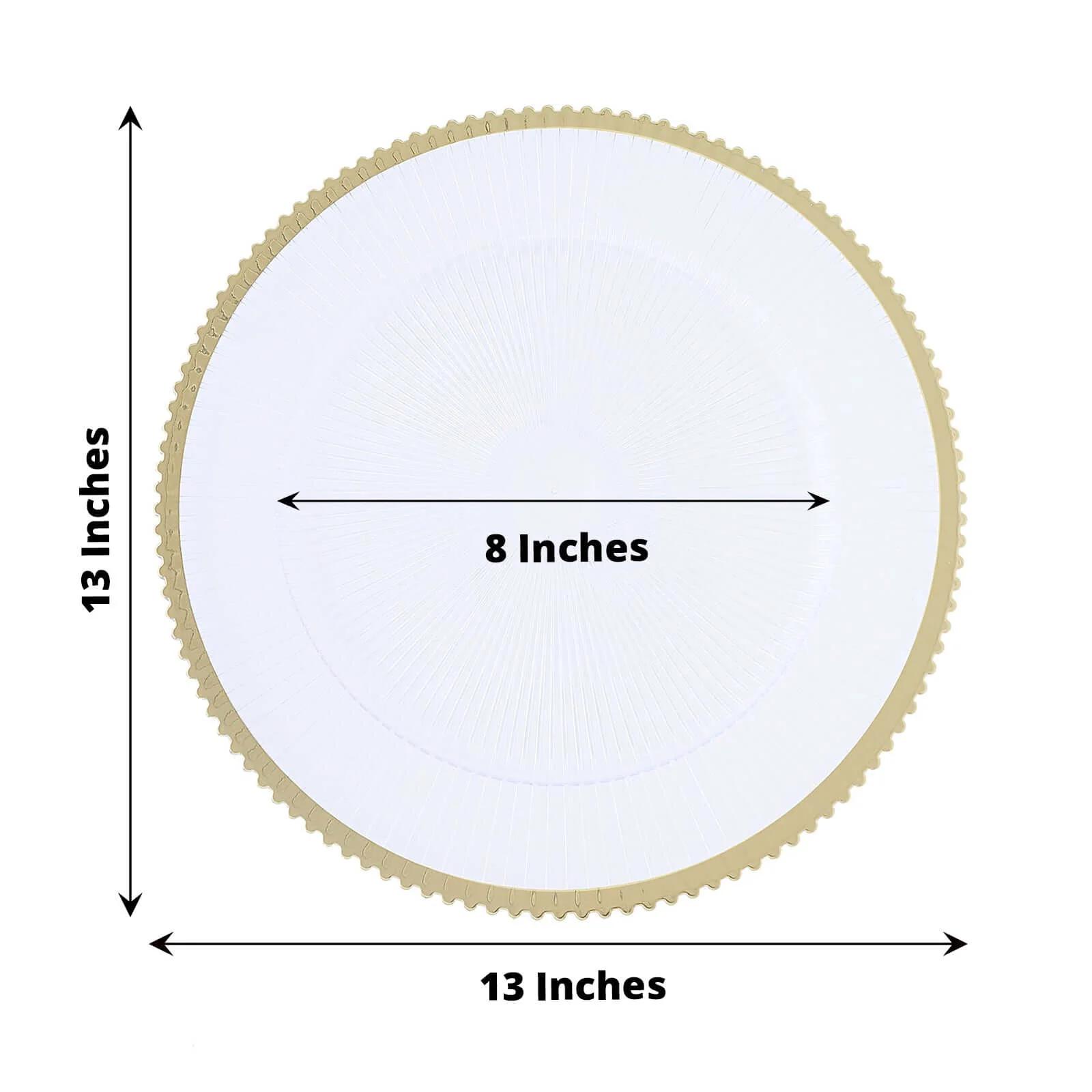 6-Pack Acrylic Plastic Charger Plates 13" Round Clear with Gold Sunray Wavy Rim - Exquisite Dinner Serving Plates - Image 3
