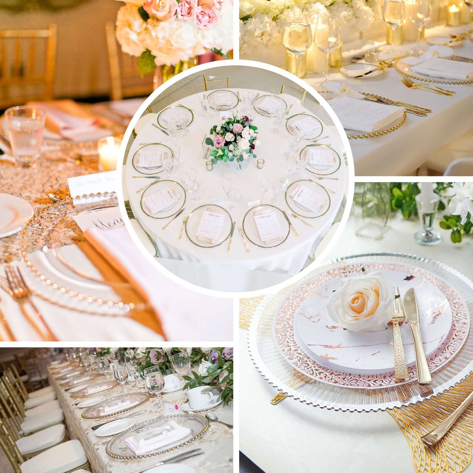 6-Pack Acrylic Plastic Charger Plates 13" Round Clear with Gold Sunray Wavy Rim - Exquisite Dinner Serving Plates - Image 5
