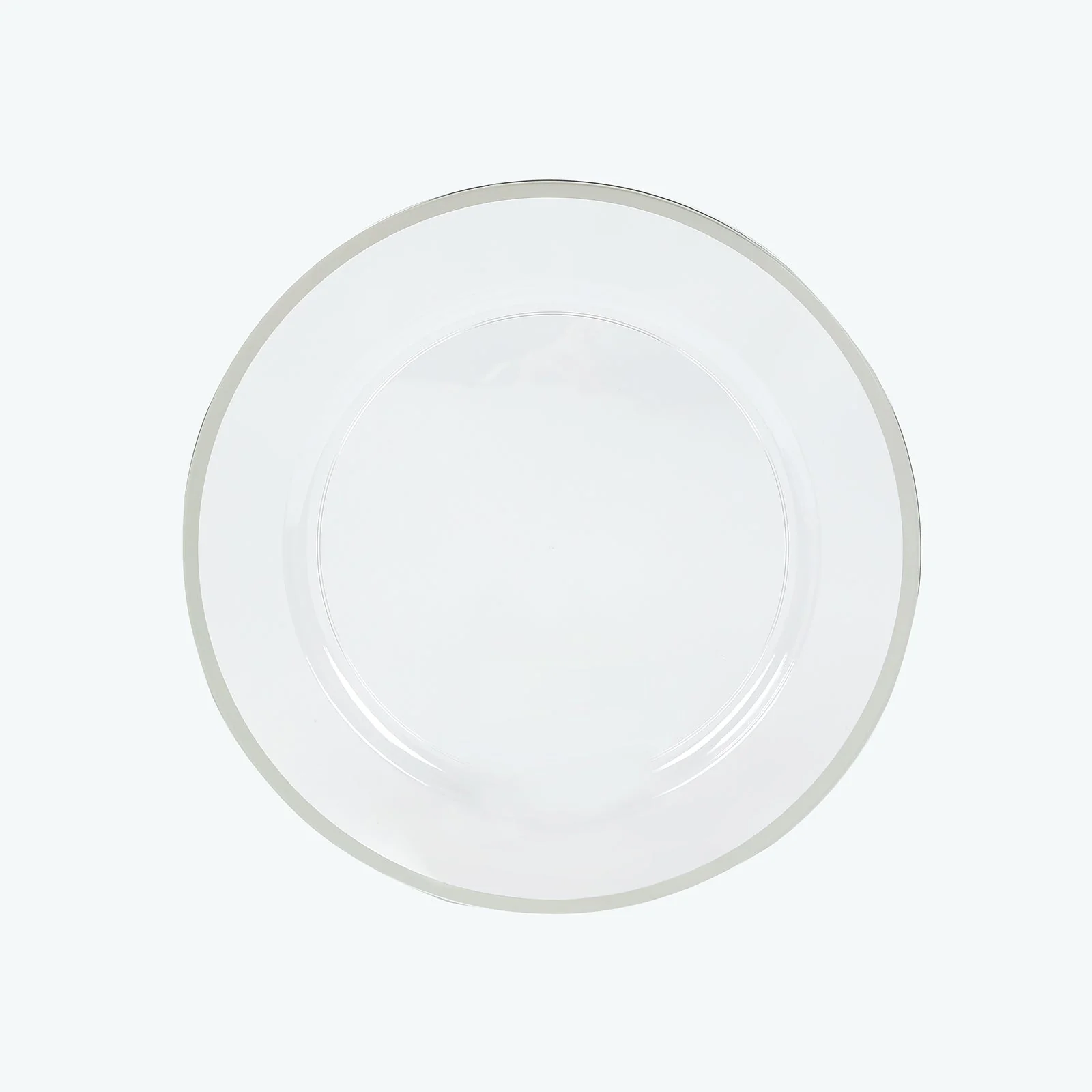 10-Pack Economy Plastic Charger Plates 12" Round Clear with Wide Silver Rim - Dinner Party Serving Plates - Image 6