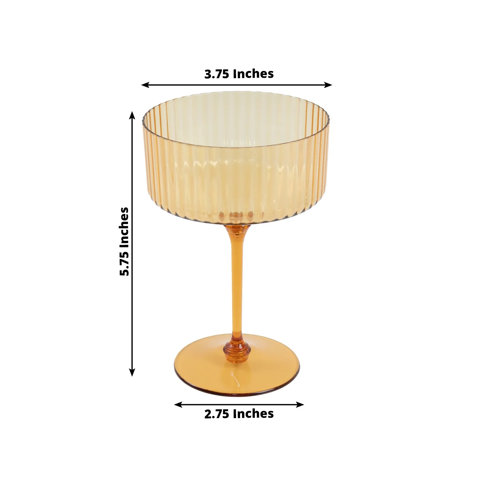 24-Pack Premium Disposable Cocktail Glasses – 10oz Amber Gold Ribbed Plastic Coupe Champagne Cups with Detachable Stem & Base – Party & Event Drinkware - Image 3