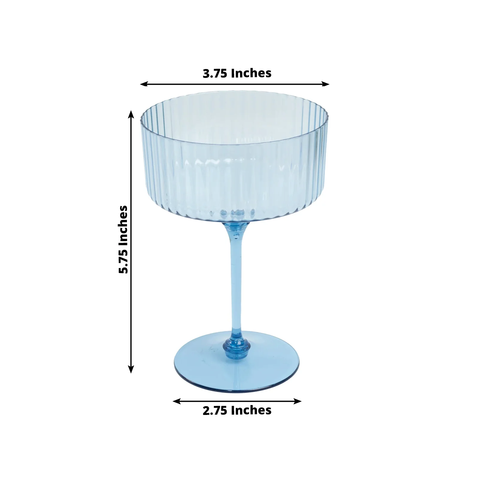 24-Pack Premium Disposable Cocktail Glasses – 10oz Dusty Blue Ribbed Plastic Coupe Champagne Cups with Detachable Stem & Base – Party & Event Drinkware - Image 3