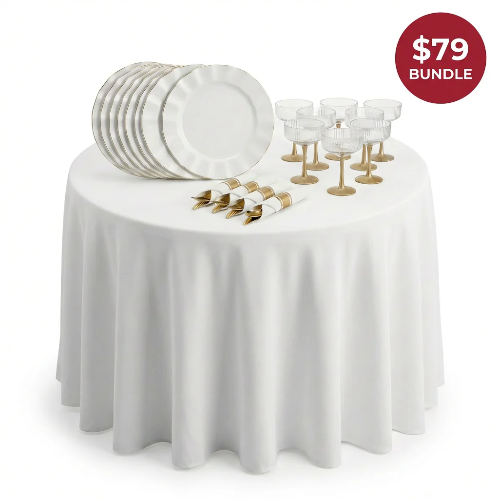 Complete Table Setting Essentials Bundle for 24 Guests — White & Gold. New Limited-Time Offer! - Image 8