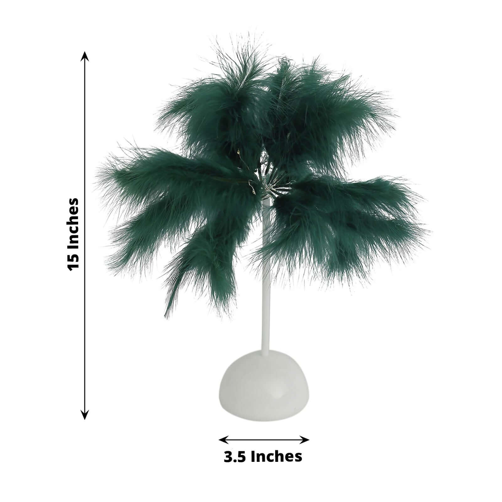 Cordless Table Lamp 15" LED Feather Design Hunter Emerald Green - Battery Operated Desk Light - Image 3