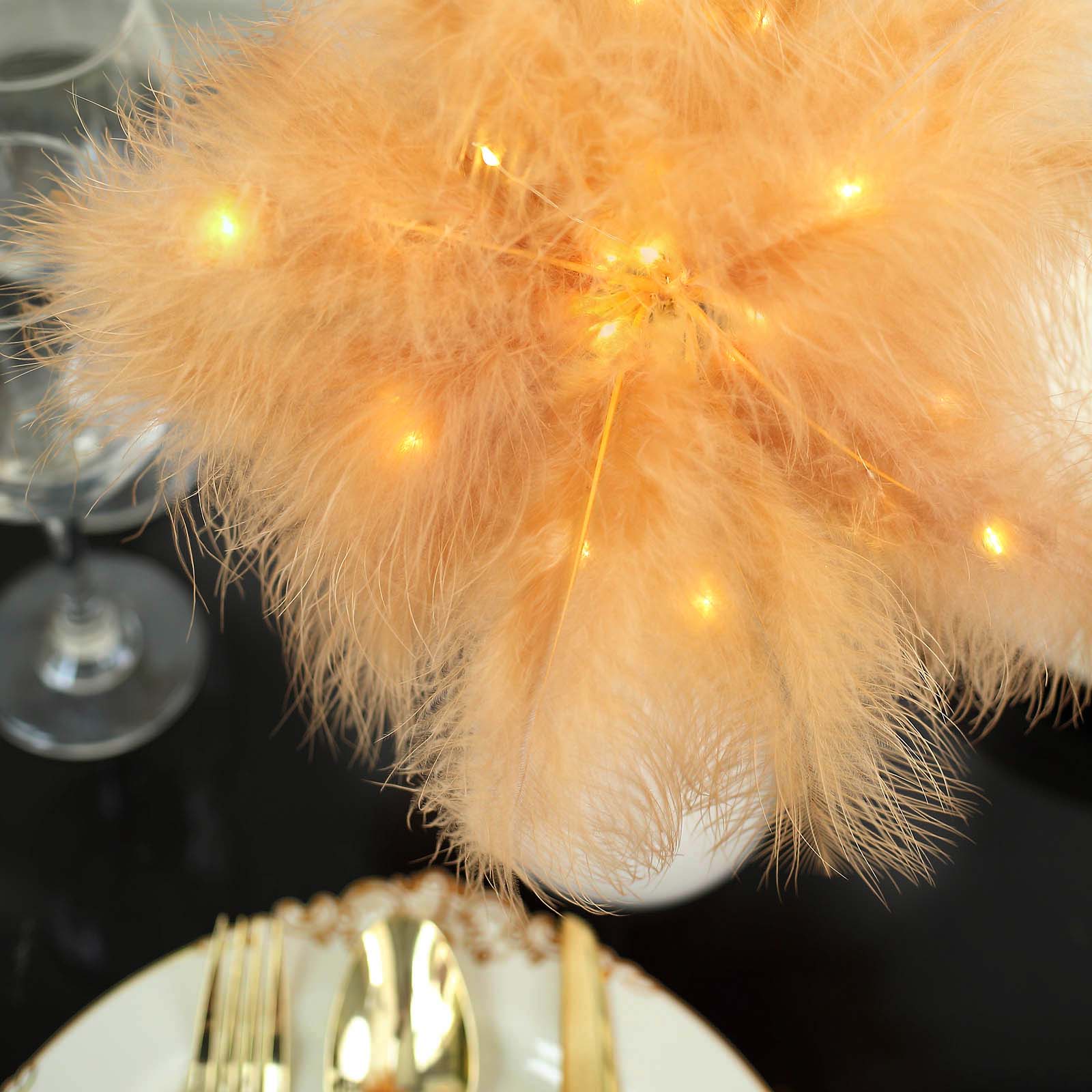 Cordless Table Lamp 15" LED Feather Design Natural - Battery Operated Desk Light - Image 13