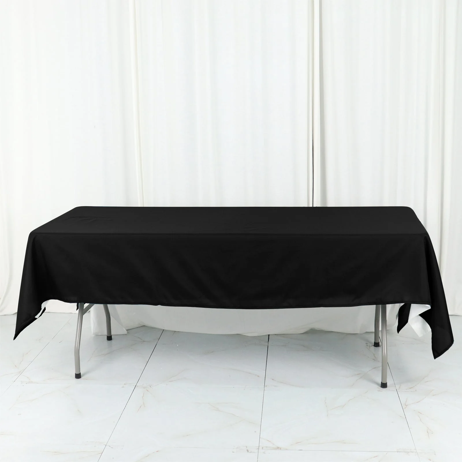 Cotton Blend Rectangle Tablecloth 60"x102" Black Wrinkle-Resistant Fabric - Stylish Decor for Casual Dining