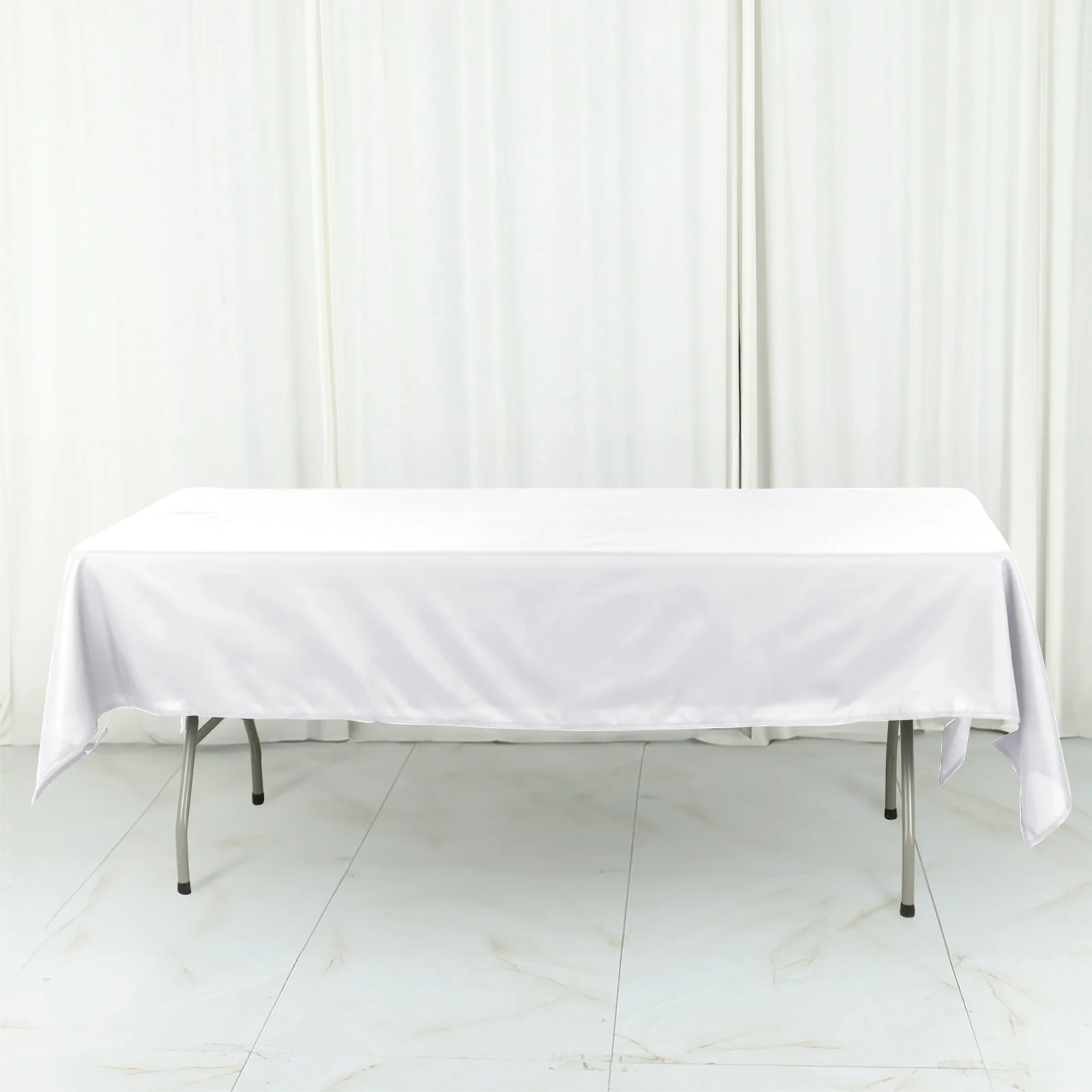 Cotton Blend Rectangle Tablecloth 60"x102" White Wrinkle-Resistant Fabric - Stylish Table Cover for Events