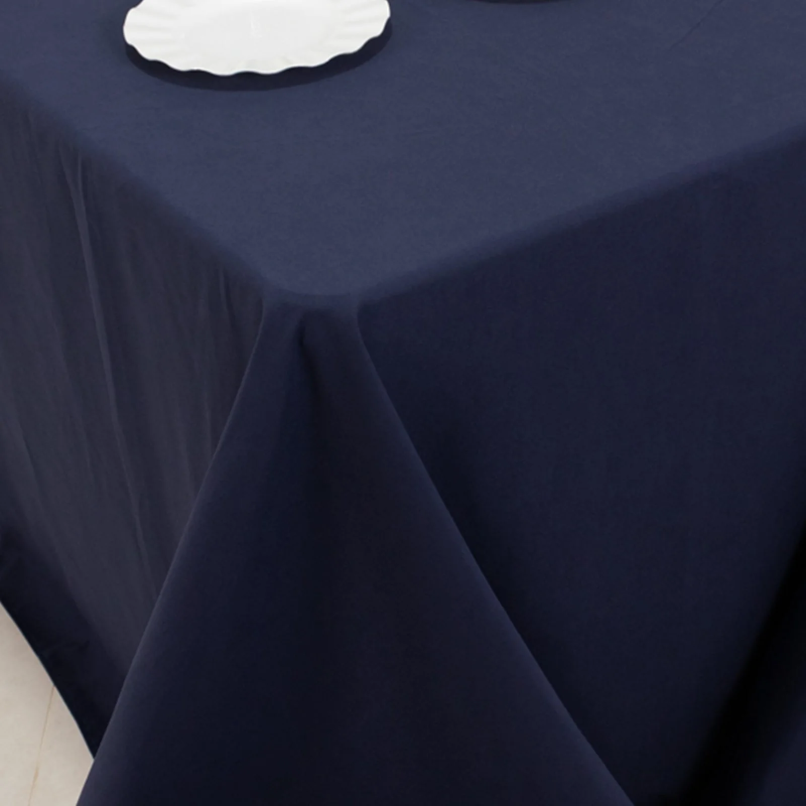 Cotton Blend Rectangle Tablecloth 90"x132" Navy Blue with Seamless Wrinkle-Resistant Finish Table Cover - Image 9
