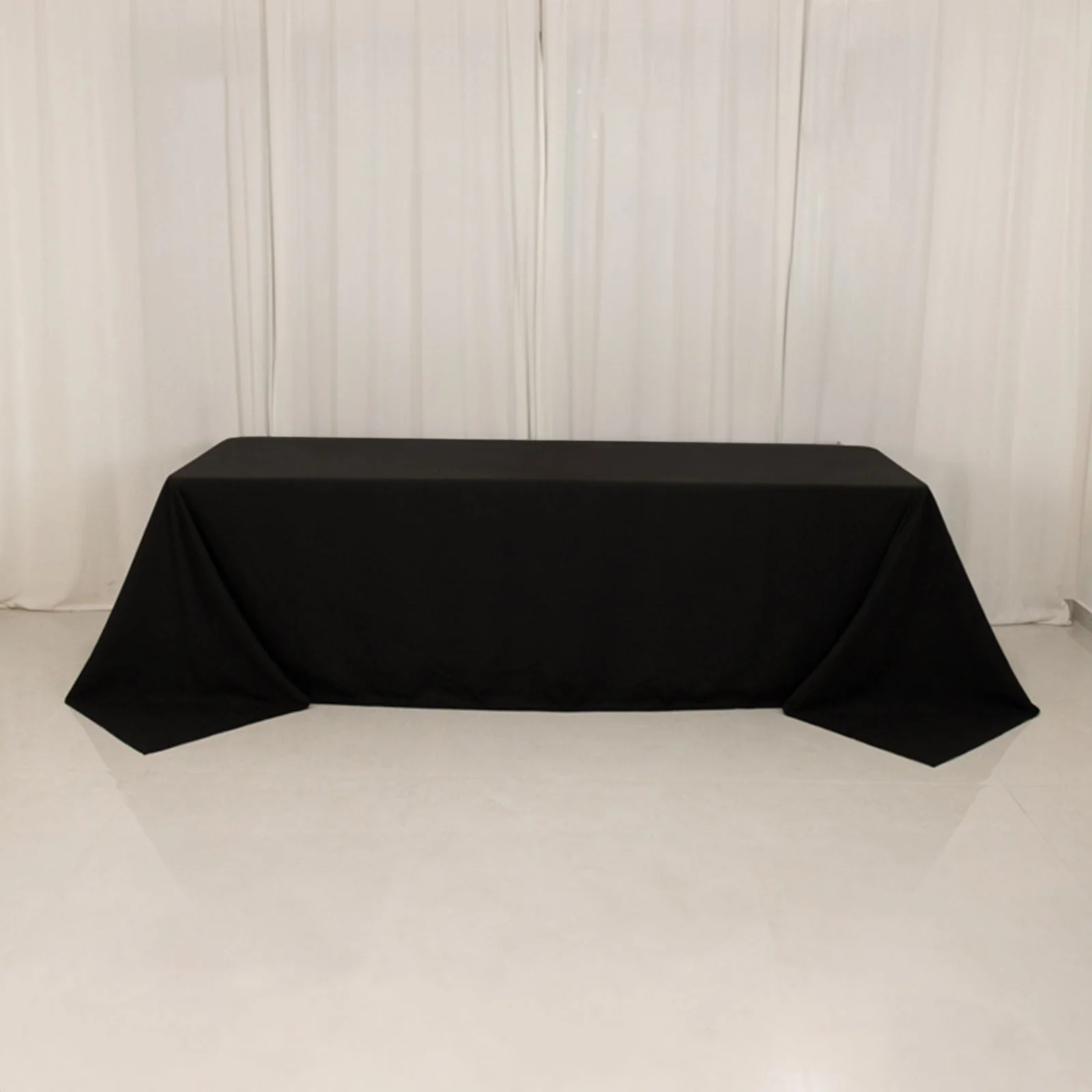 Cotton Blend Rectangle Tablecloth 90"x156" Black with Seamless Wrinkle-Resistant Finish Table Cover