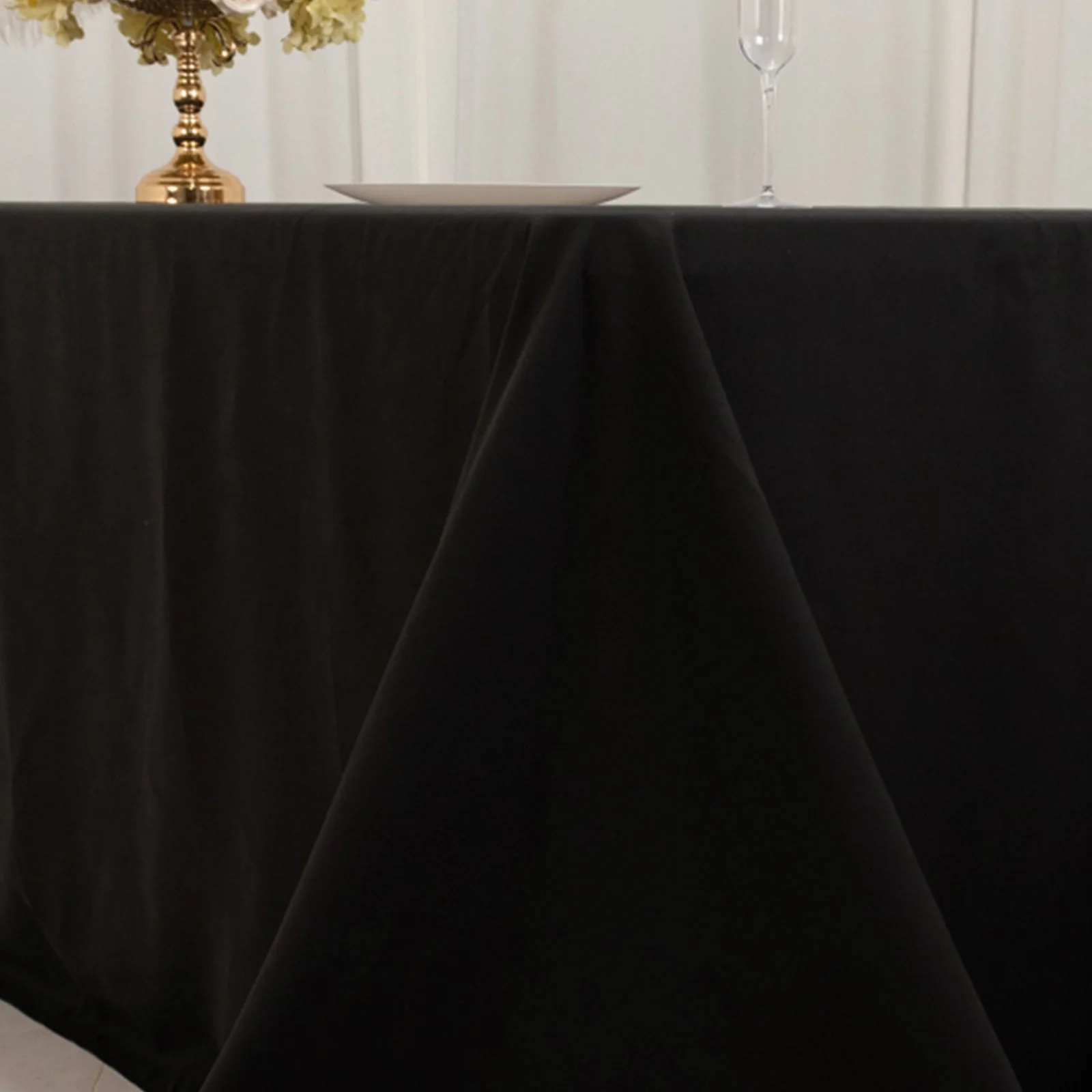 Cotton Blend Rectangle Tablecloth 90"x156" Black with Seamless Wrinkle-Resistant Finish Table Cover - Image 2