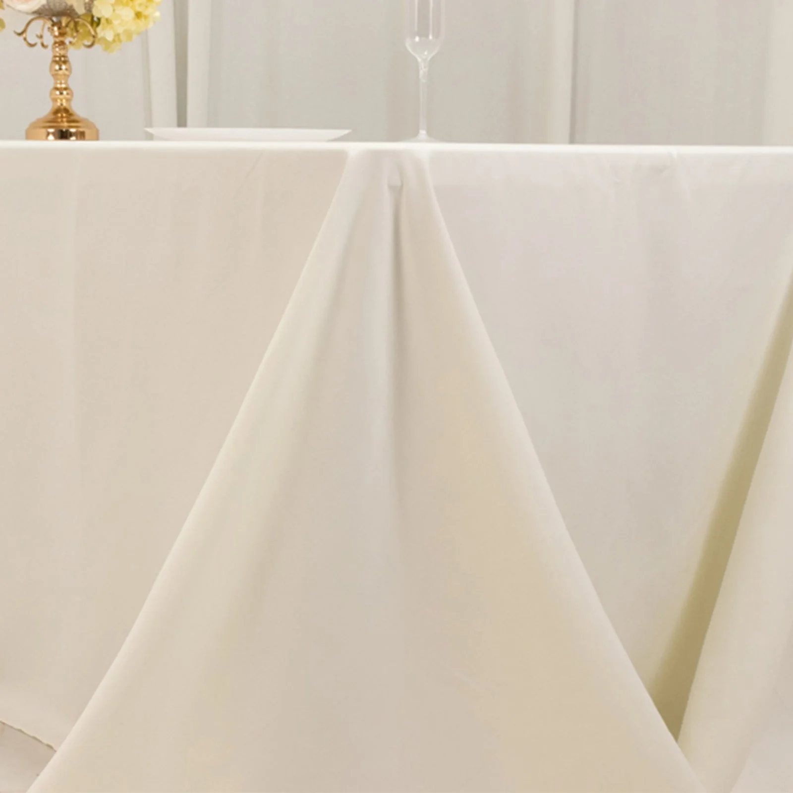 Cotton Blend Rectangle Tablecloth 90"x156" Ivory with Seamless Wrinkle-Resistant Finish Table Cover - Image 2