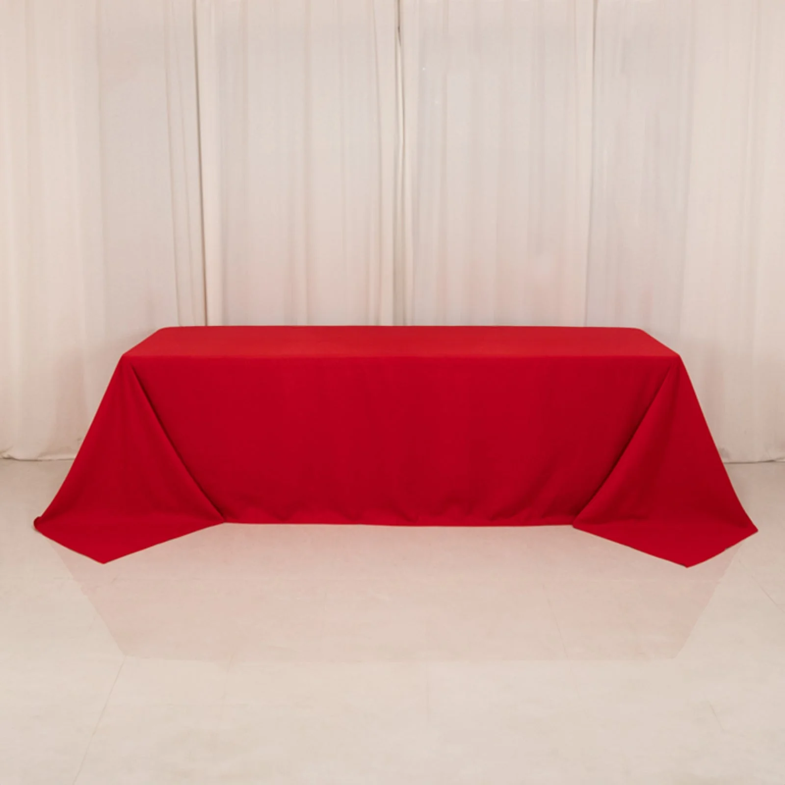 Cotton Blend Rectangle Tablecloth 90"x156" Red with Seamless Wrinkle-Resistant Finish Table Cover