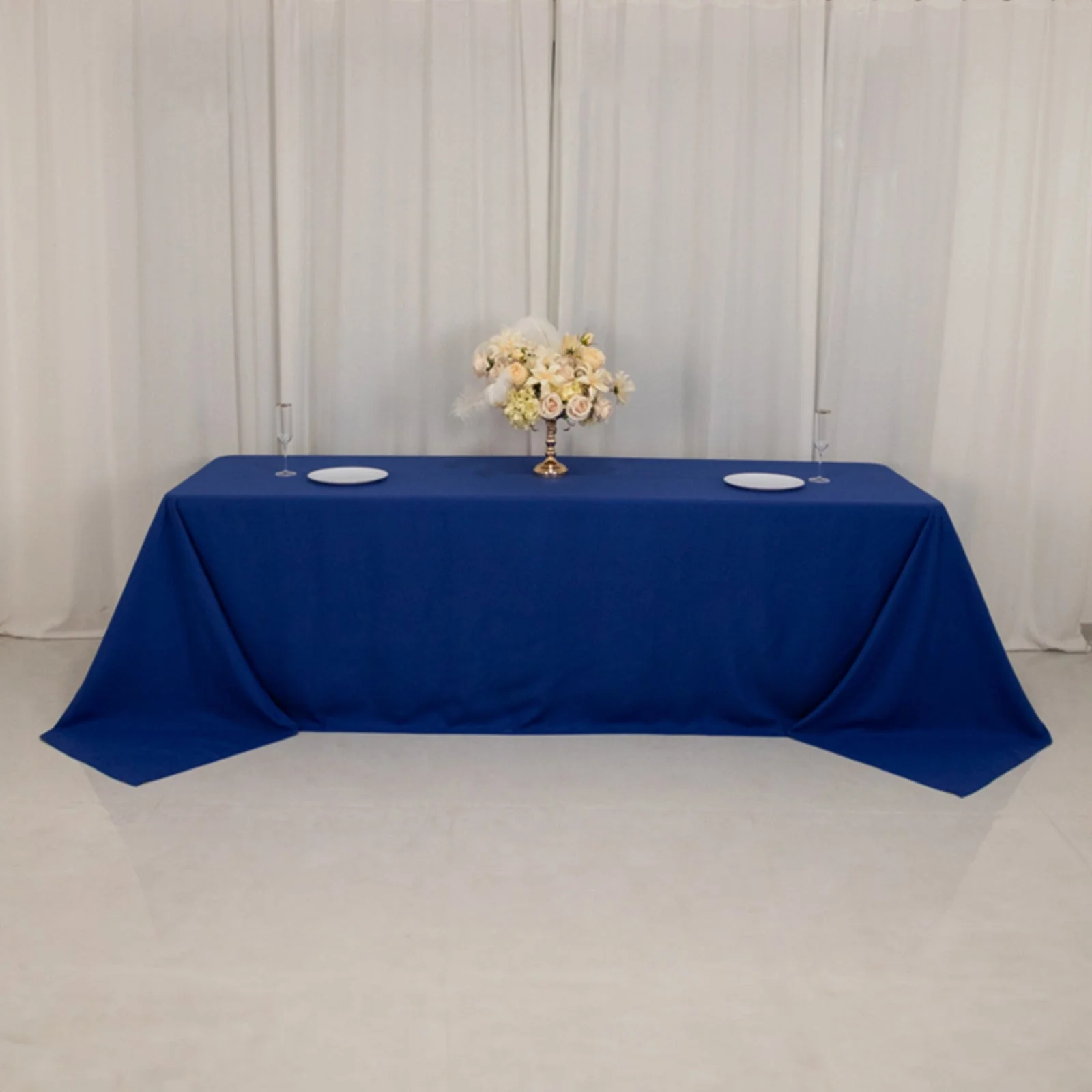 Cotton Blend Rectangle Tablecloth 90"x156" Royal Blue with Seamless Wrinkle-Resistant Finish Table Cover - Image 10