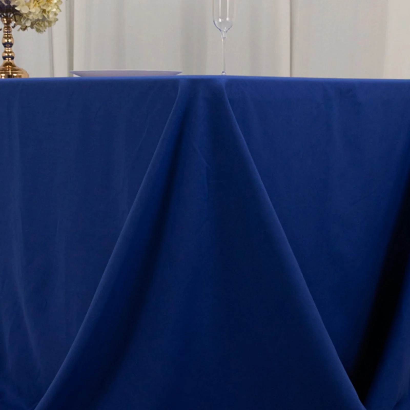 Cotton Blend Rectangle Tablecloth 90"x156" Royal Blue with Seamless Wrinkle-Resistant Finish Table Cover - Image 2