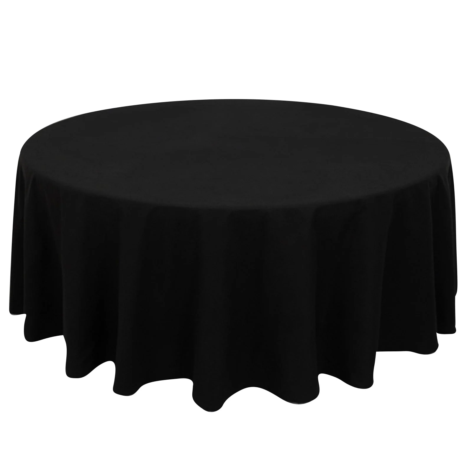 Cotton Blend Round Tablecloth 108" Black - Wrinkle-Resistant Finish Table Cover - Image 3