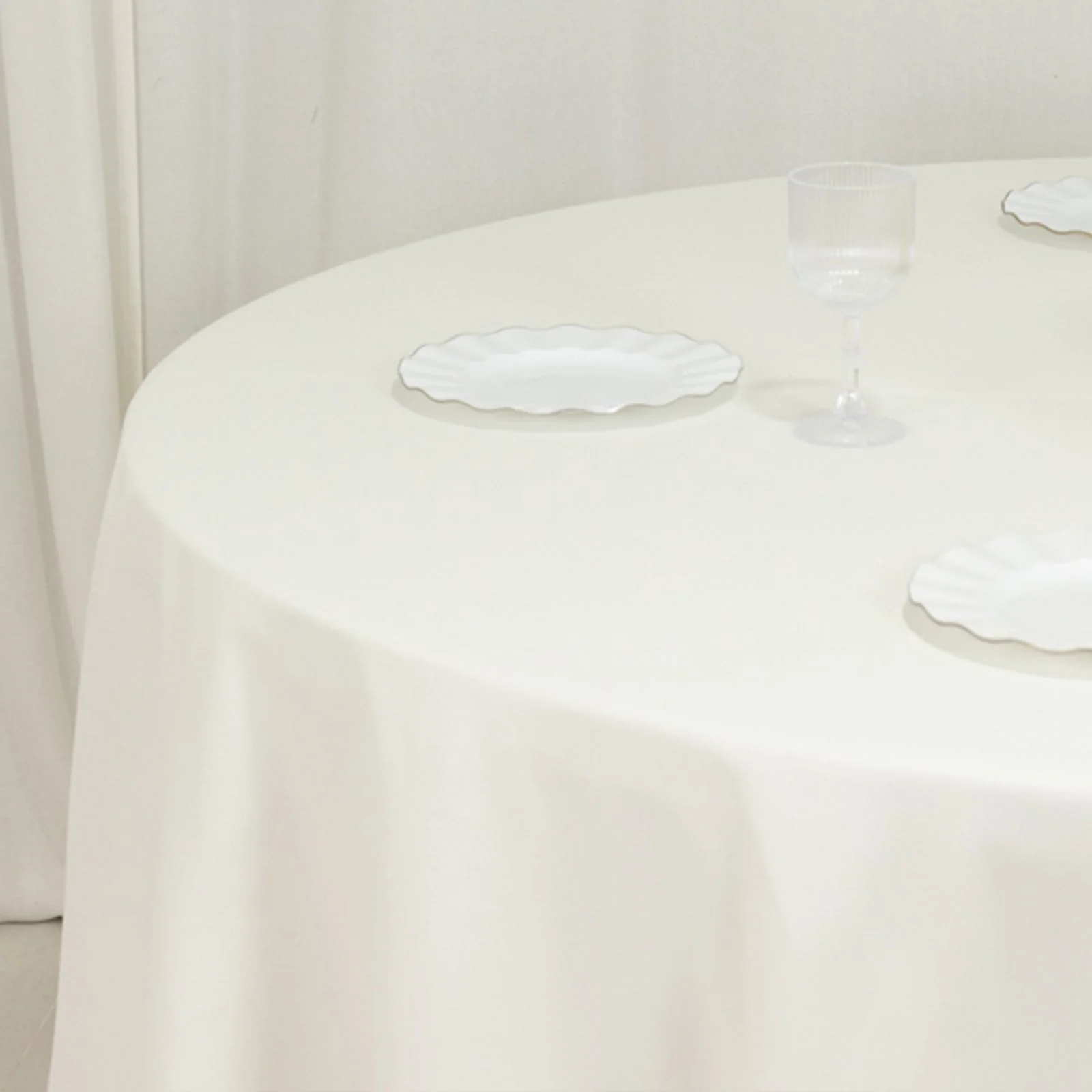 Cotton Blend Round Tablecloth 108" Ivory - Wrinkle-Resistant Finish Table Cover - Image 10