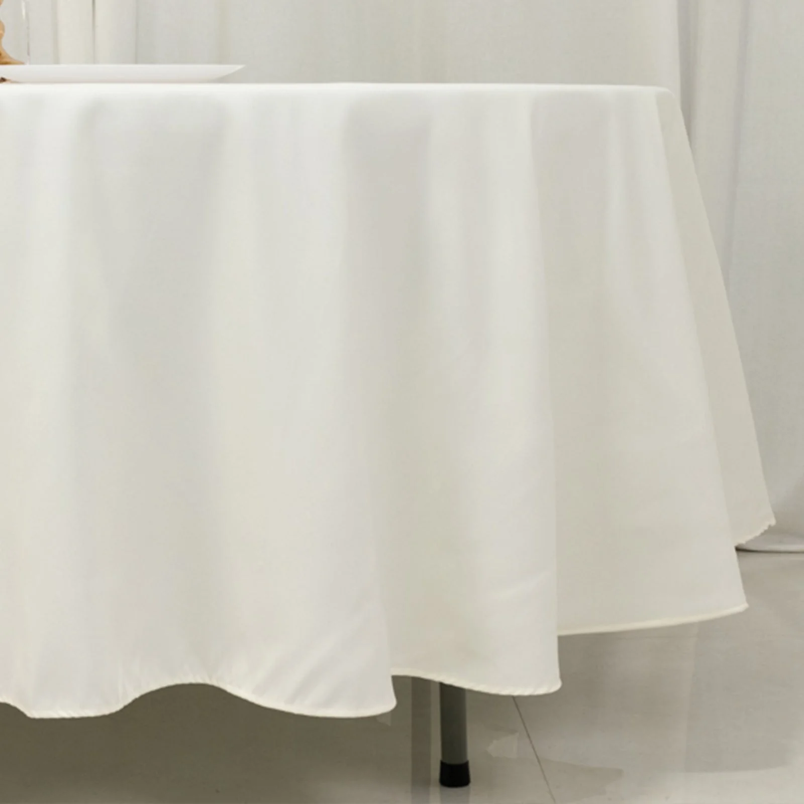 Cotton Blend Round Tablecloth 108" Ivory - Wrinkle-Resistant Finish Table Cover - Image 2