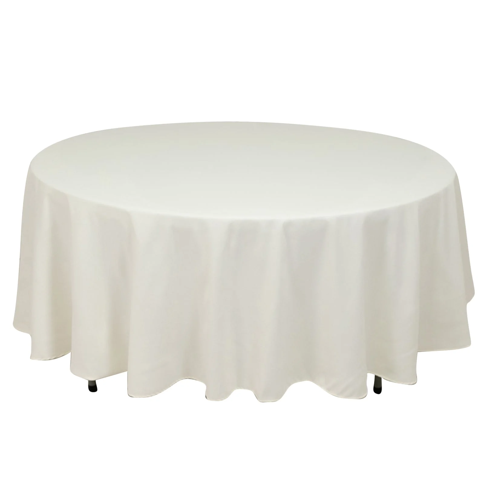 Cotton Blend Round Tablecloth 108" Ivory - Wrinkle-Resistant Finish Table Cover - Image 3