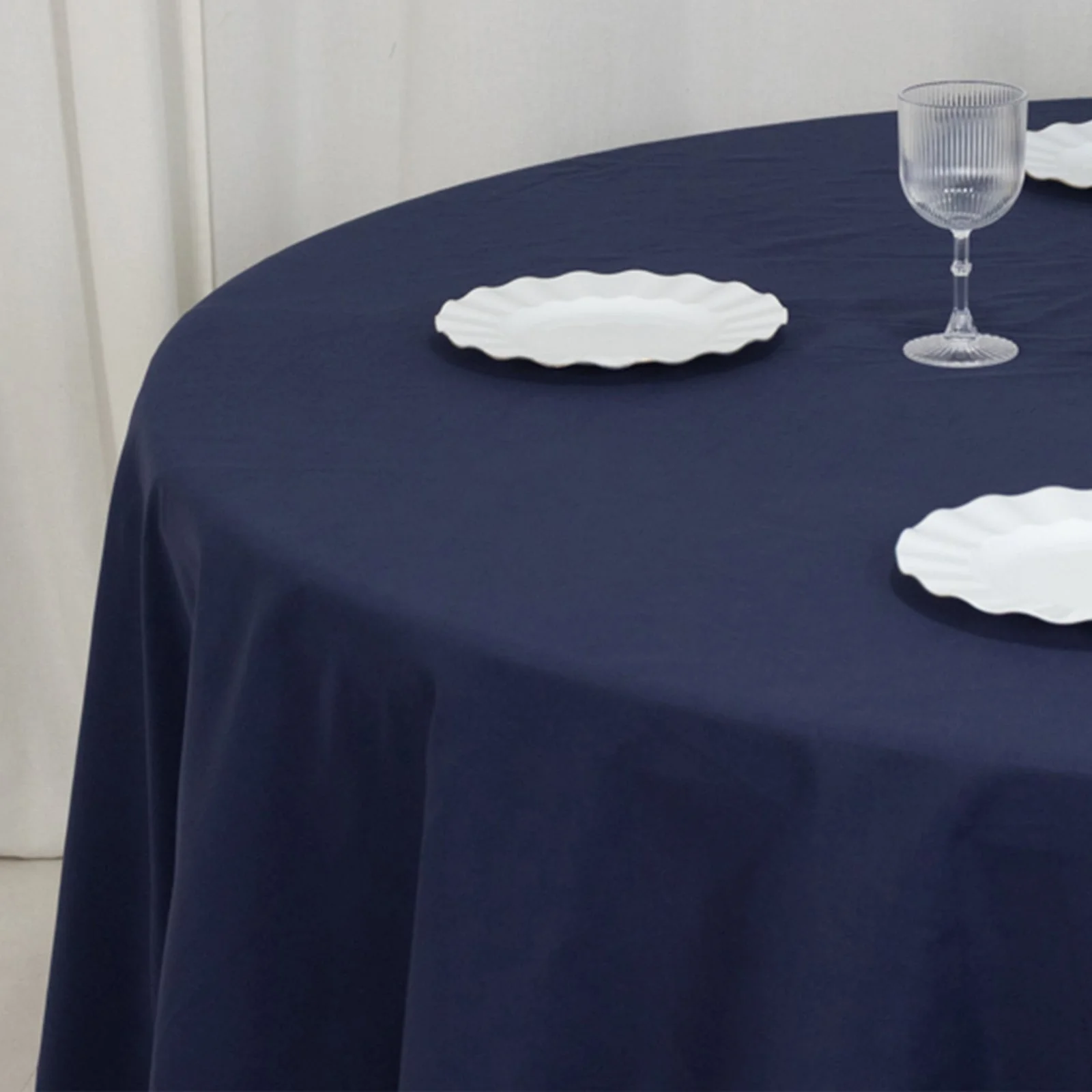 Cotton Blend Round Tablecloth 108" Navy Blue - Wrinkle-Resistant Finish Table Cover - Image 10