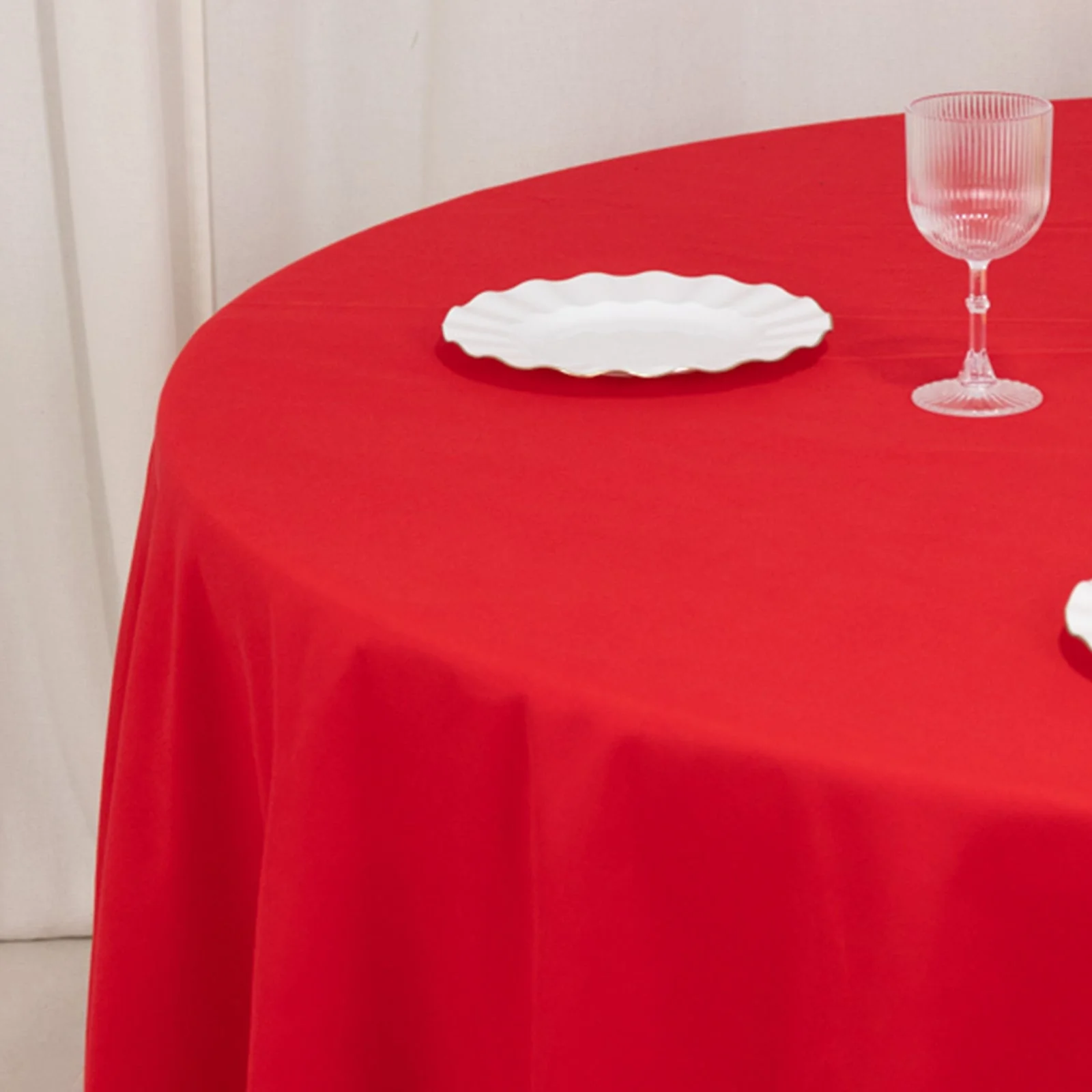 Cotton Blend Round Tablecloth 108" Red - Wrinkle-Resistant Finish Table Cover - Image 10