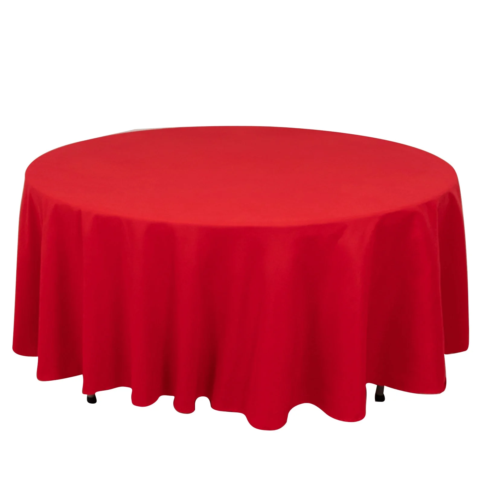 Cotton Blend Round Tablecloth 108" Red - Wrinkle-Resistant Finish Table Cover - Image 2