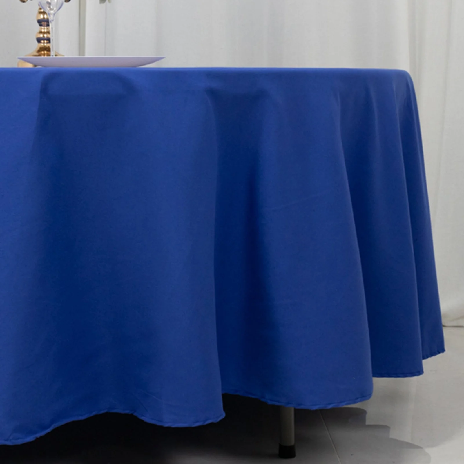 Cotton Blend Round Tablecloth 108" Royal Blue - Wrinkle-Resistant Finish Table Cover - Image 8