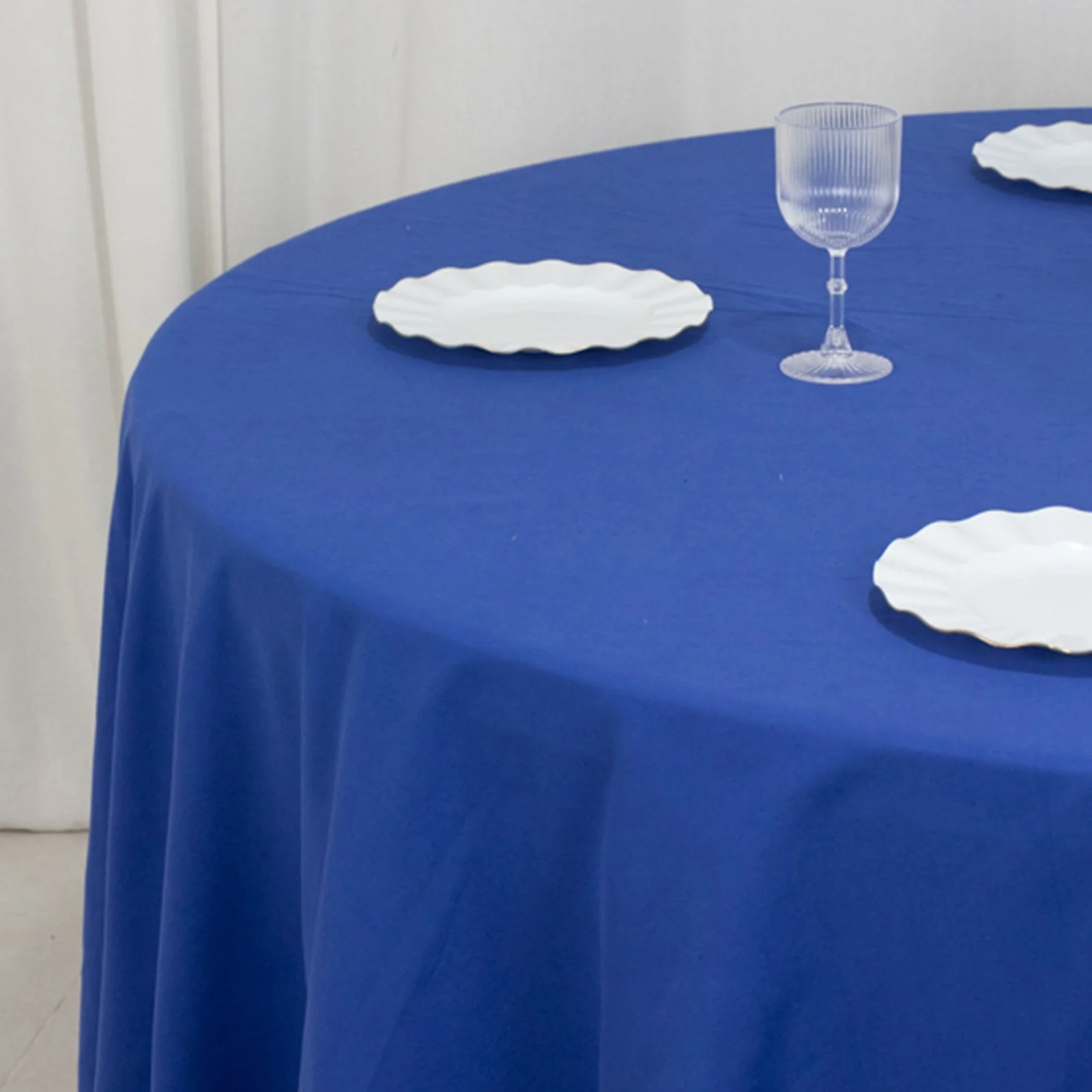 Cotton Blend Round Tablecloth 108" Royal Blue - Wrinkle-Resistant Finish Table Cover - Image 9