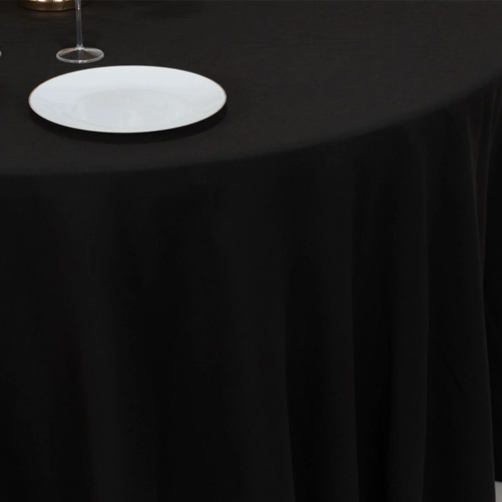 Cotton Blend Round Tablecloth 120" Black - Wrinkle-Resistant Finish Seamless Table Cover - Image 8