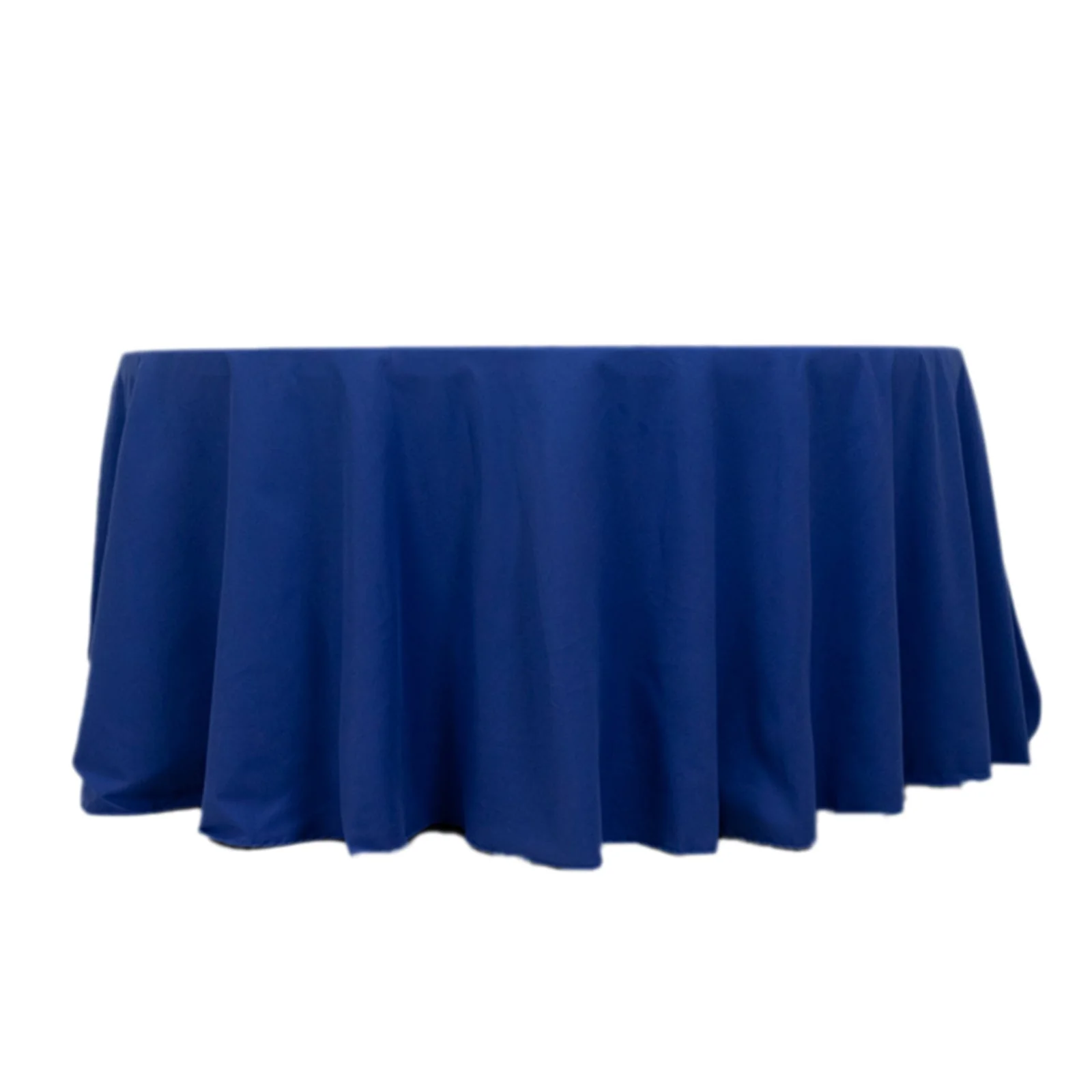 Cotton Blend Round Tablecloth 120" Royal Blue - Wrinkle-Resistant Finish Seamless Table Cover - Image 2